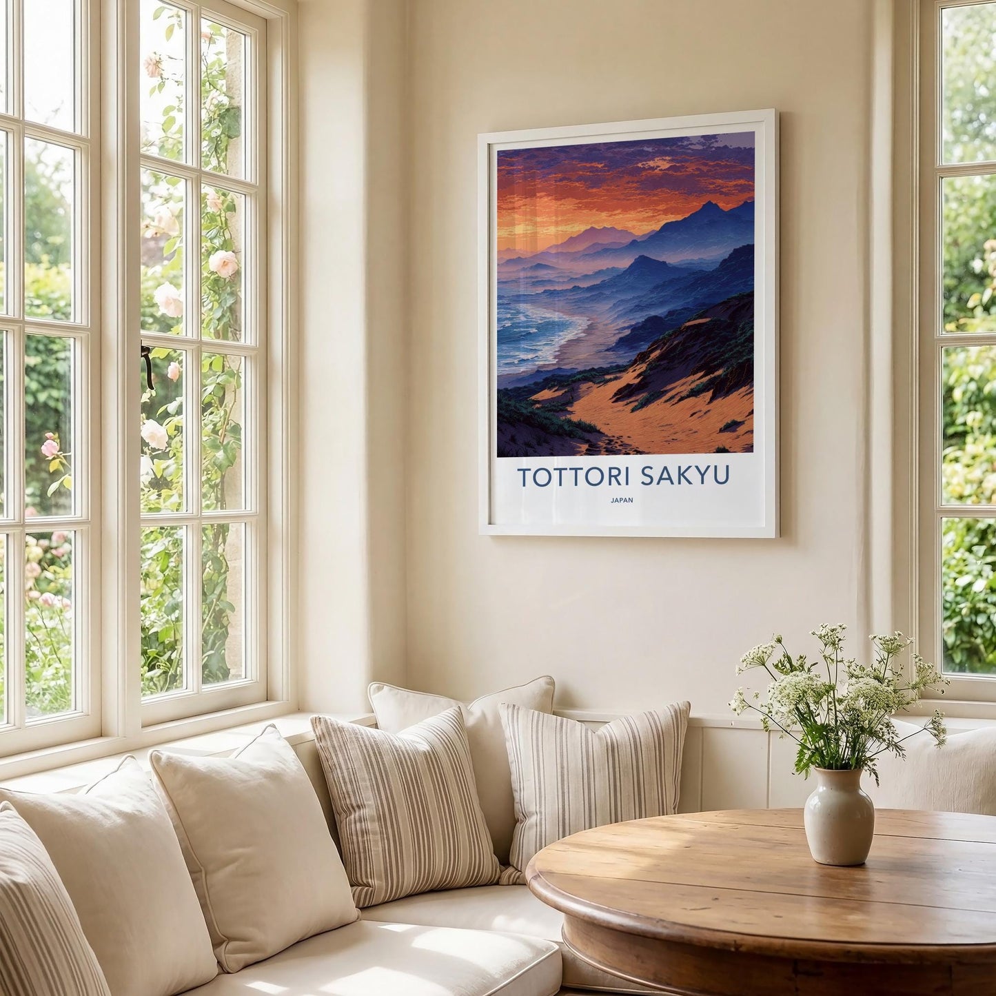Tottori Sakyu Poster - Japan Travel Art - Ocean Dune Landscape Home Decor