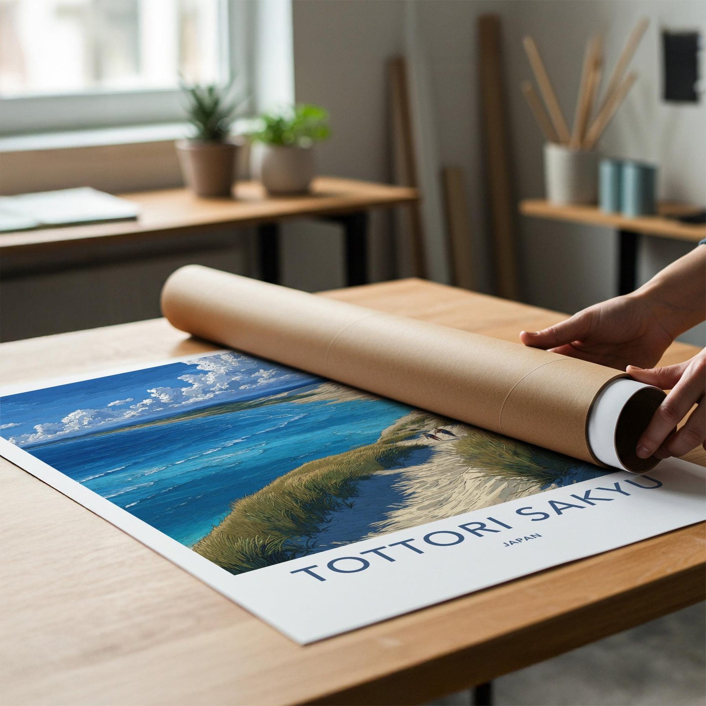 Tottori Sakyu Poster - Japan Travel Art - Sandy Coastal Path Home Decor