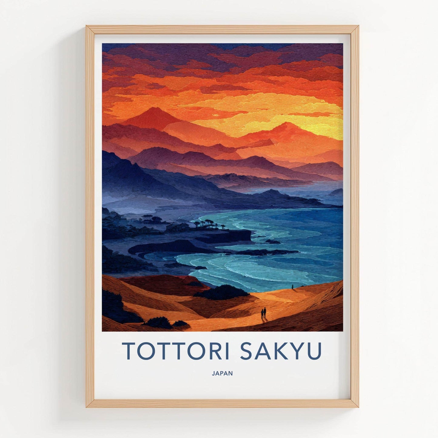 Tottori Sakyu Poster - Japan Travel Art - Vibrant Ocean Dunes Home Decor