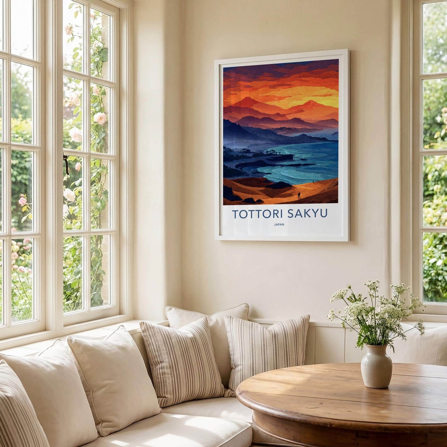 Tottori Sakyu Poster - Japan Travel Art - Vibrant Ocean Dunes Home Decor
