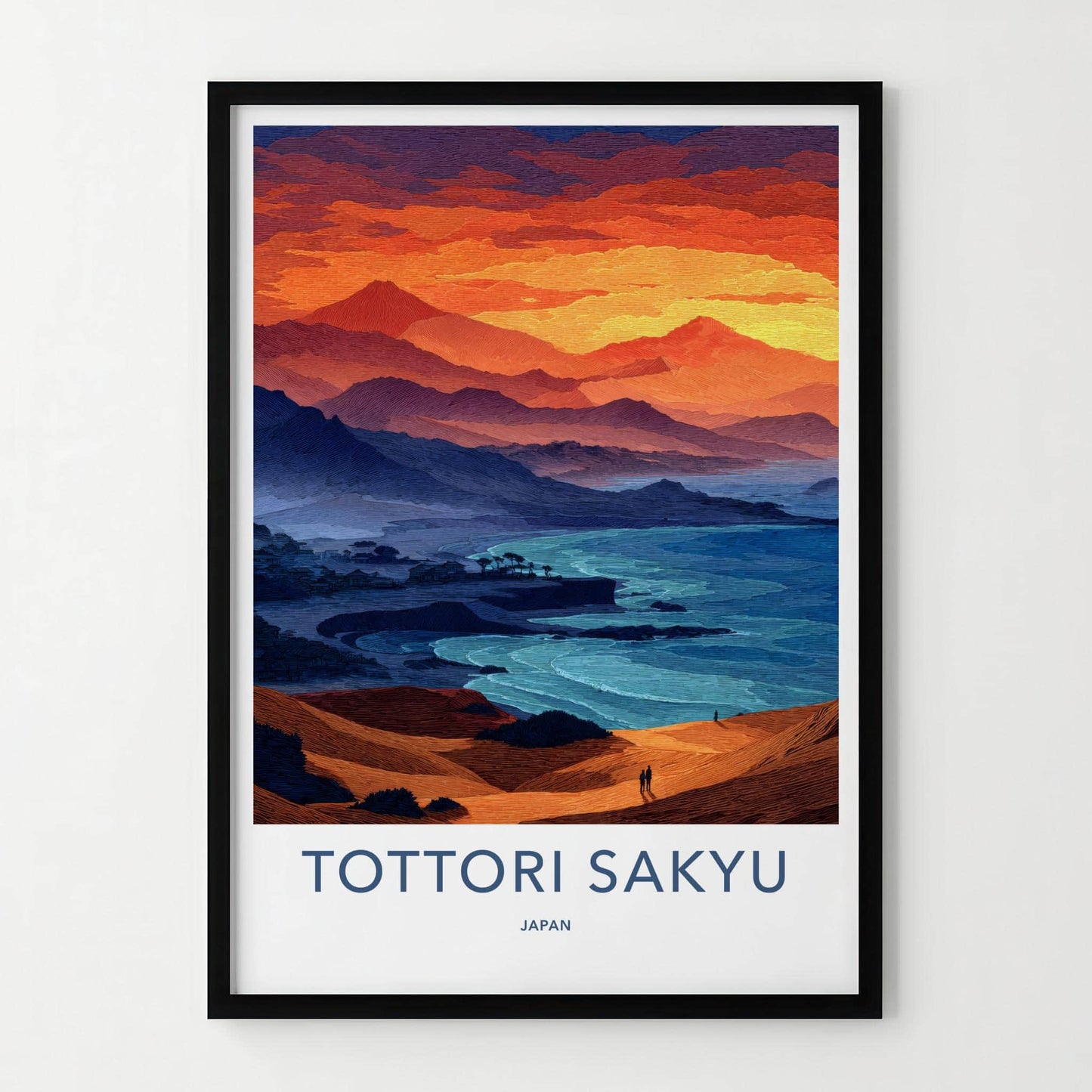 Tottori Sakyu Poster - Japan Travel Art - Vibrant Ocean Dunes Home Decor