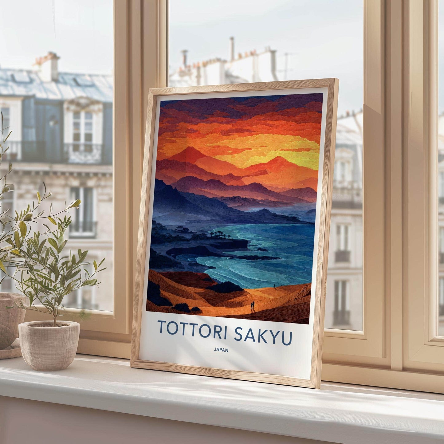 Tottori Sakyu Poster - Japan Travel Art - Vibrant Ocean Dunes Home Decor