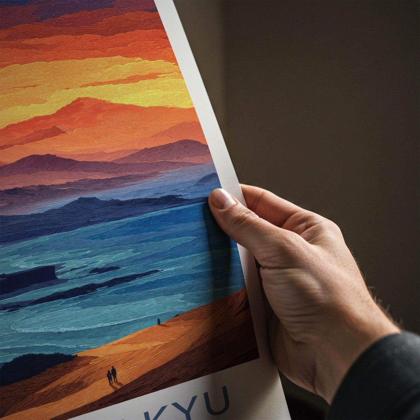 Tottori Sakyu Poster - Japan Travel Art - Vibrant Ocean Dunes Home Decor