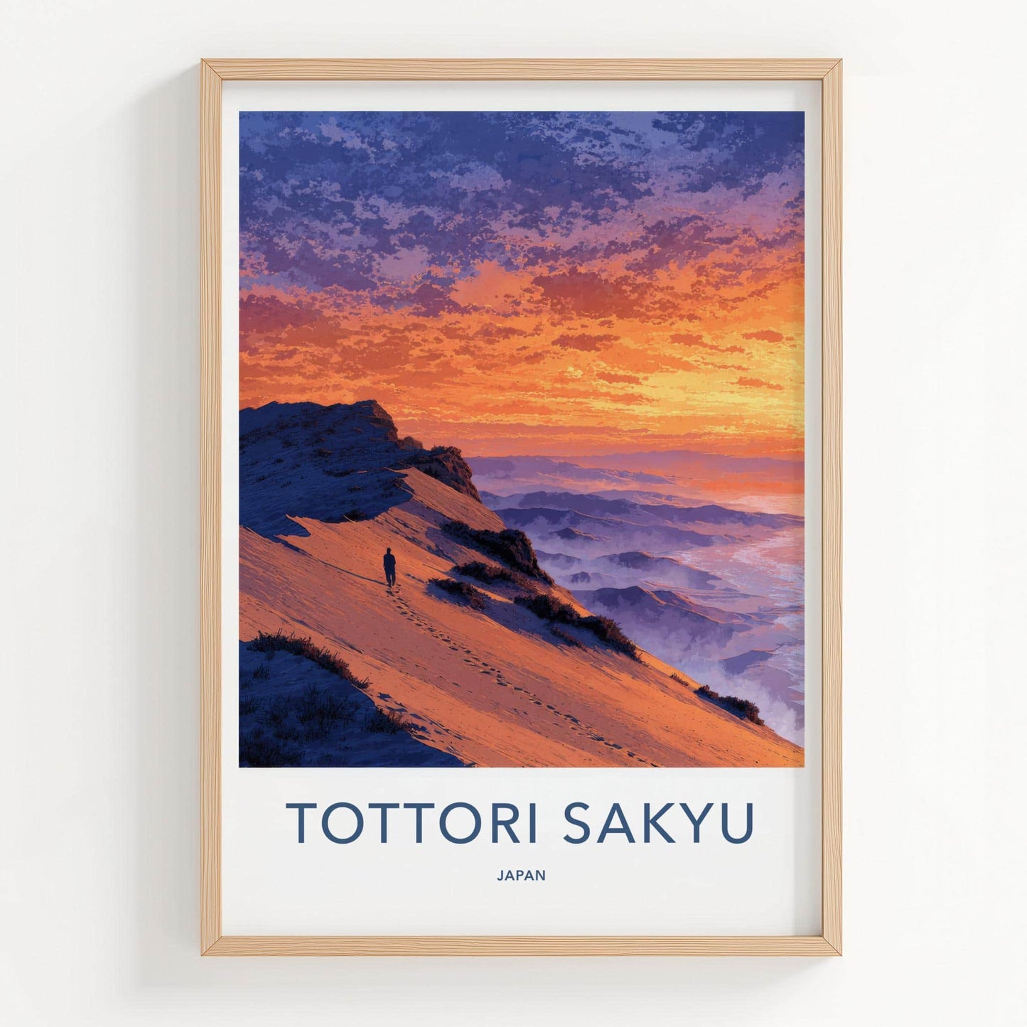 Tottori Sakyu Poster - Japan Travel Art - Vibrant Sunset Dunes Home Decor