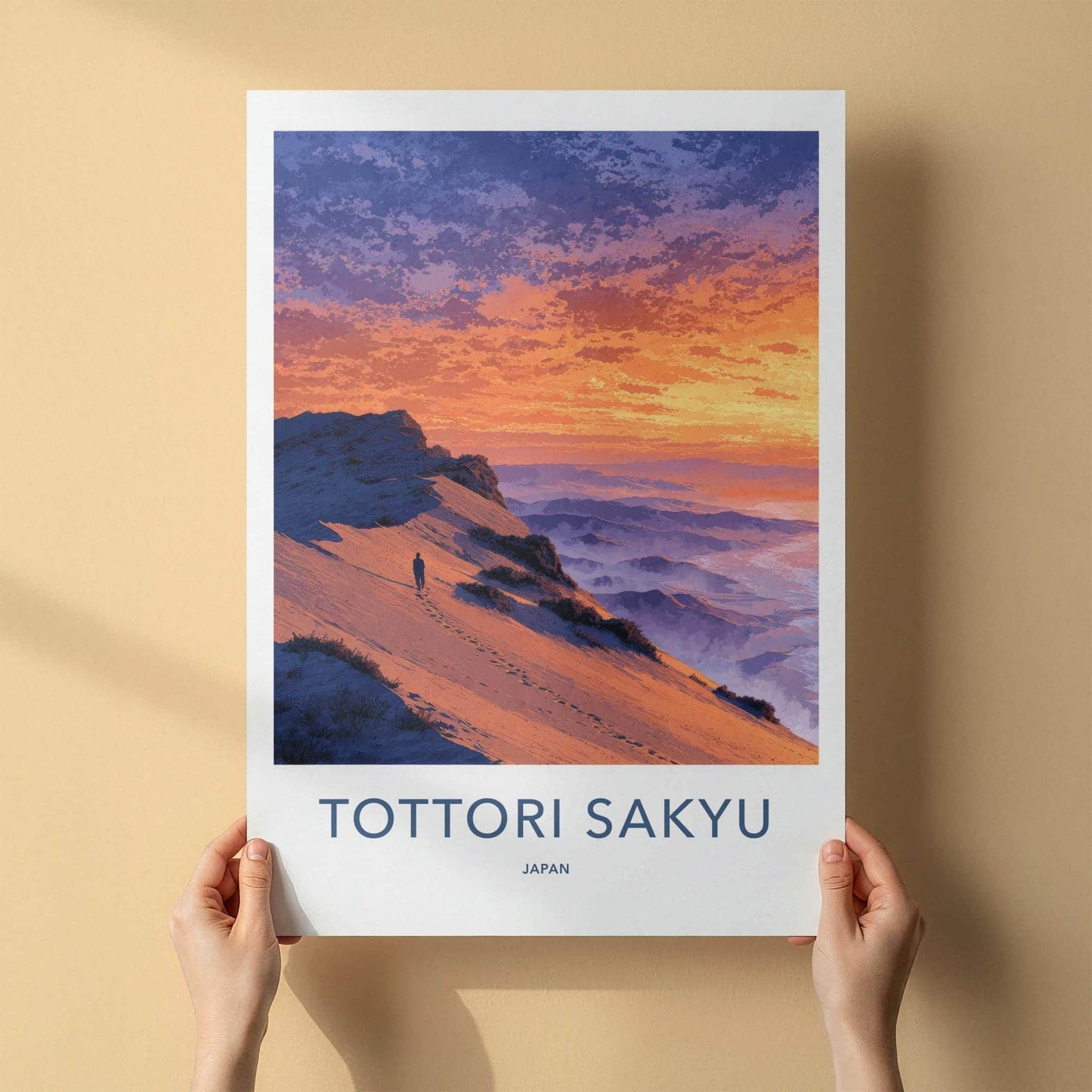 Tottori Sakyu Poster - Japan Travel Art - Vibrant Sunset Dunes Home Decor
