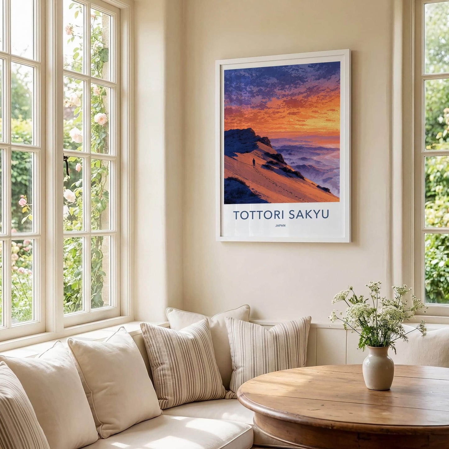 Tottori Sakyu Poster - Japan Travel Art - Vibrant Sunset Dunes Home Decor