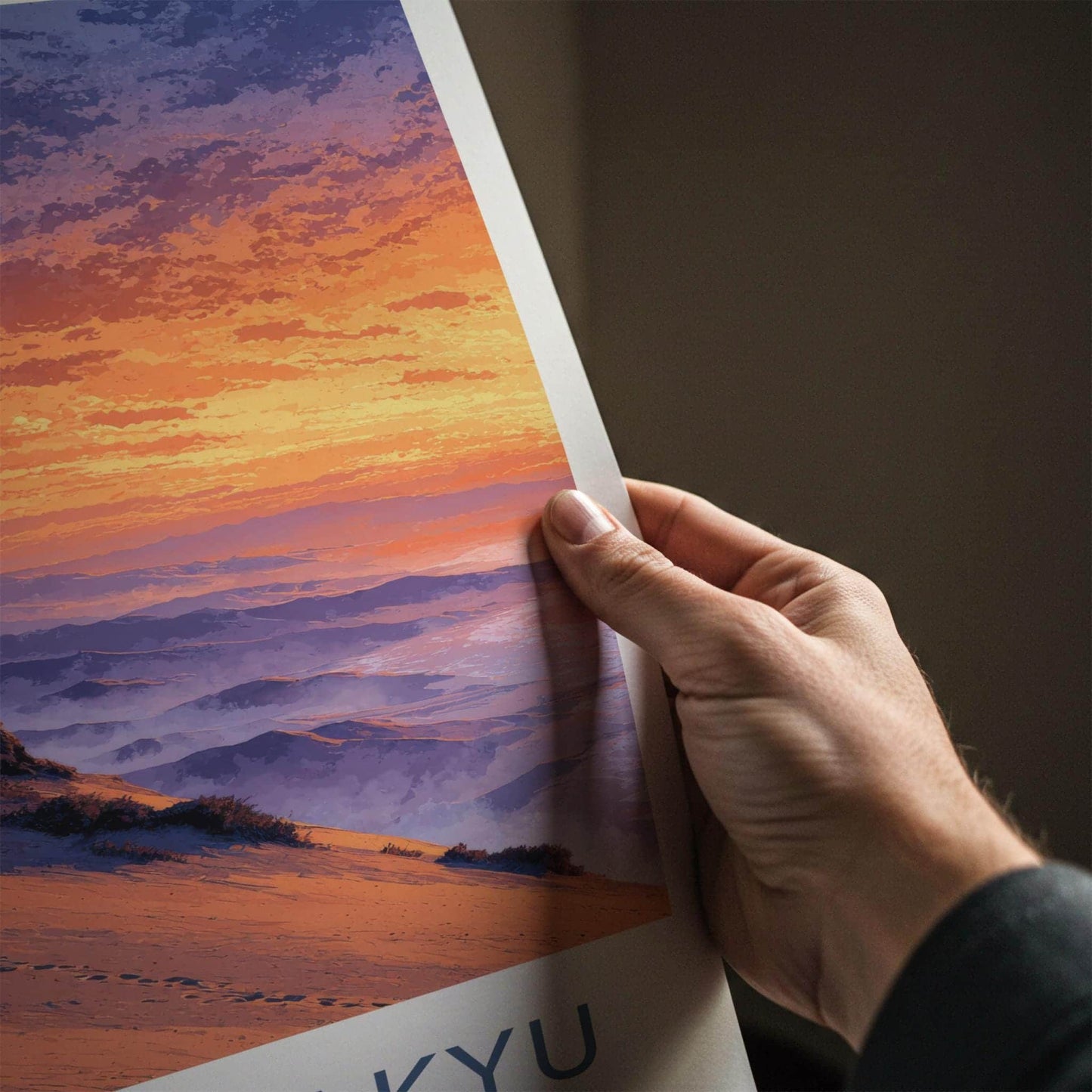 Tottori Sakyu Poster - Japan Travel Art - Vibrant Sunset Dunes Home Decor