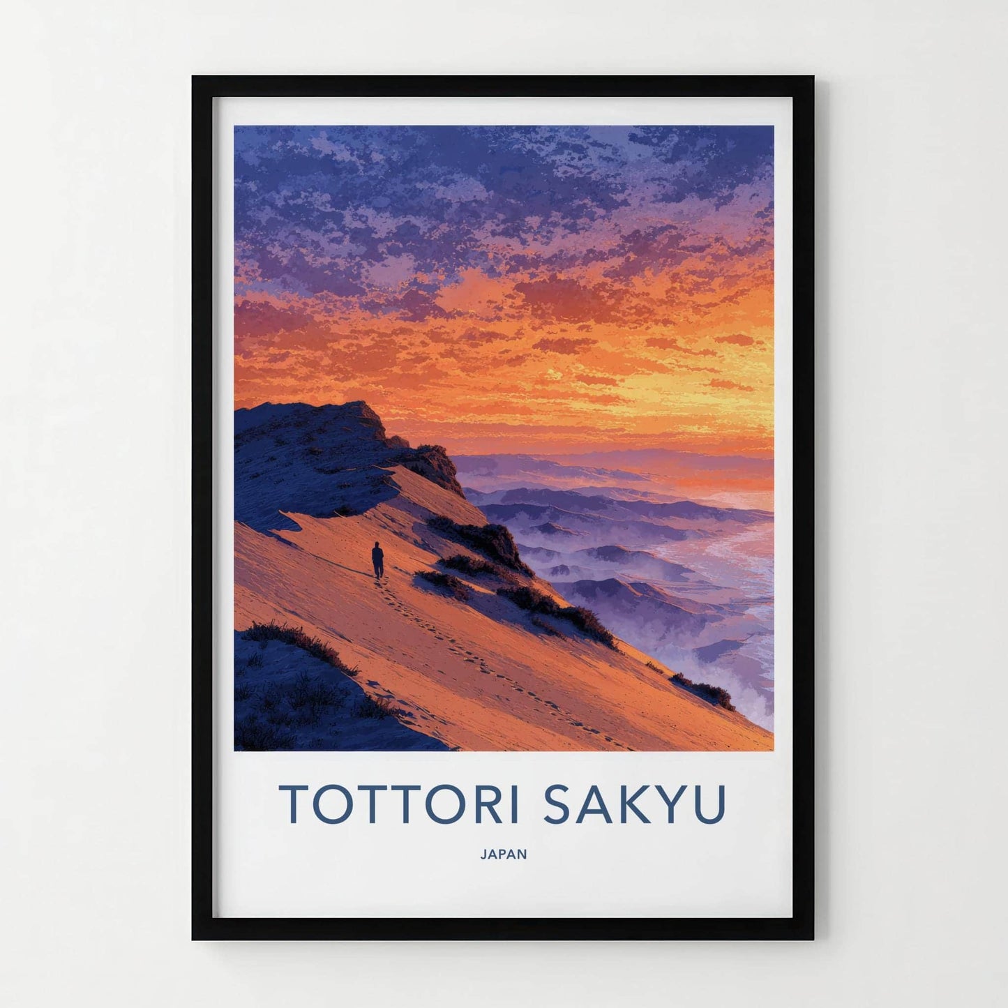 Tottori Sakyu Poster - Japan Travel Art - Vibrant Sunset Dunes Home Decor