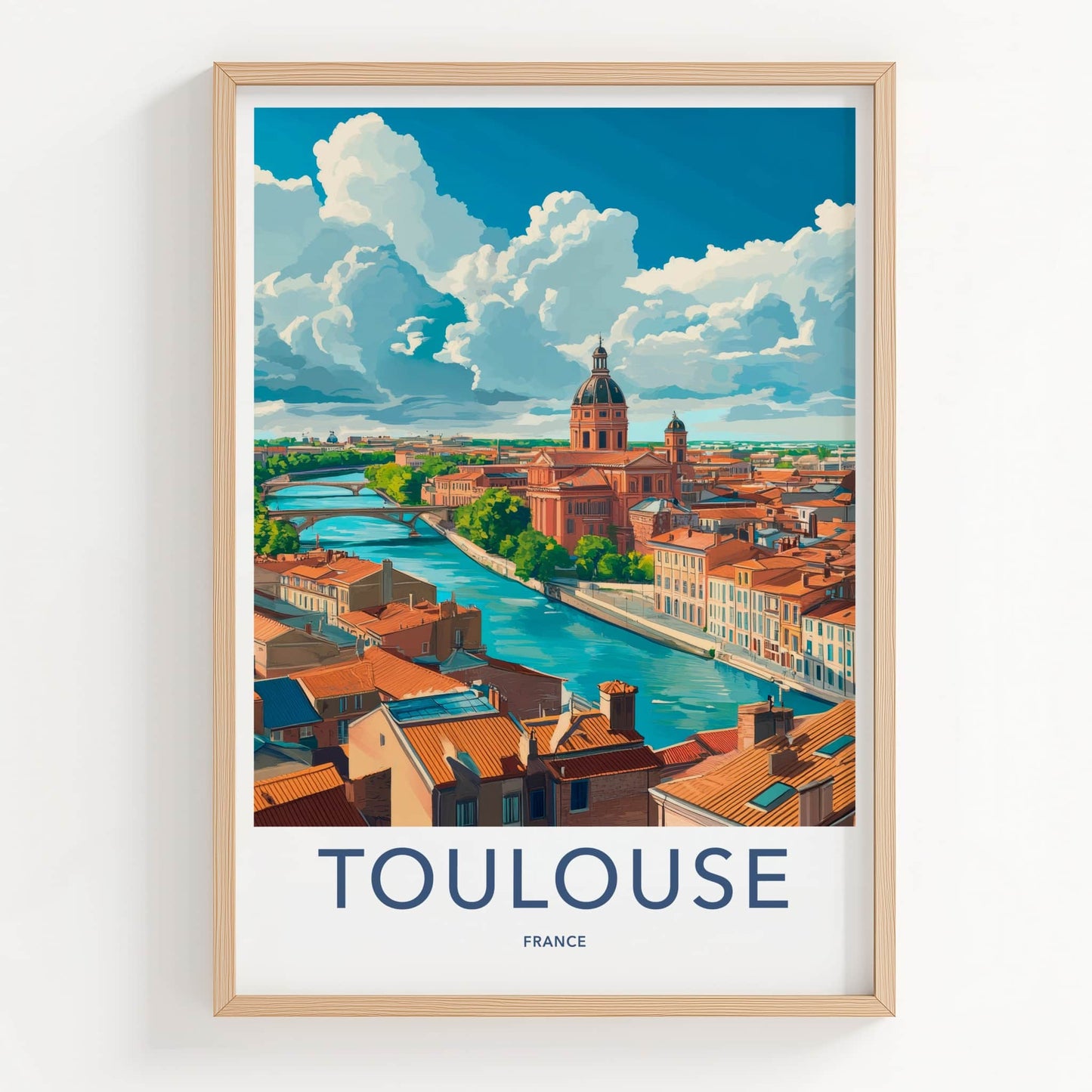 Toulouse Poster - France Travel Art - City River Dome Home Decor