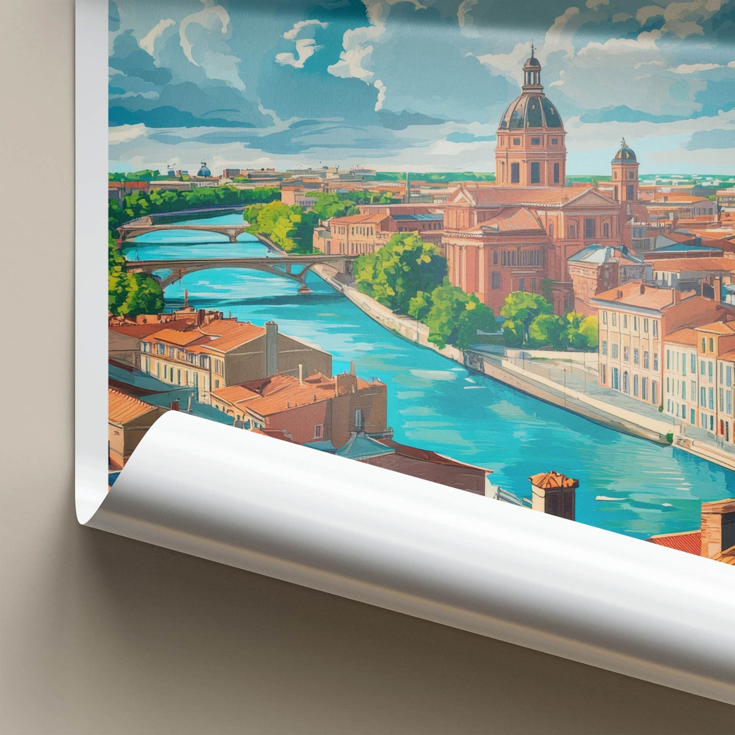 Toulouse Poster - France Travel Art - City River Dome Home Decor
