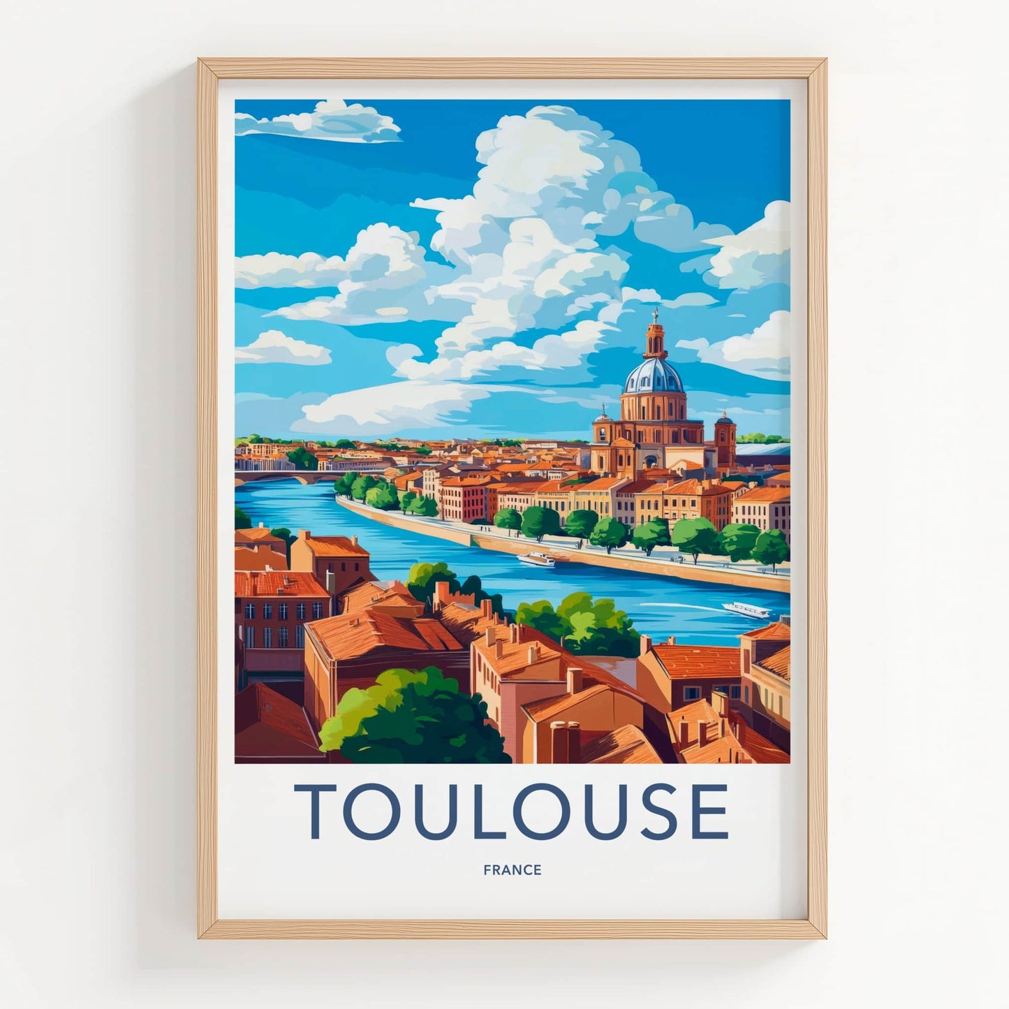 Toulouse Poster - France Travel Art - Historic River Dome Home Decor