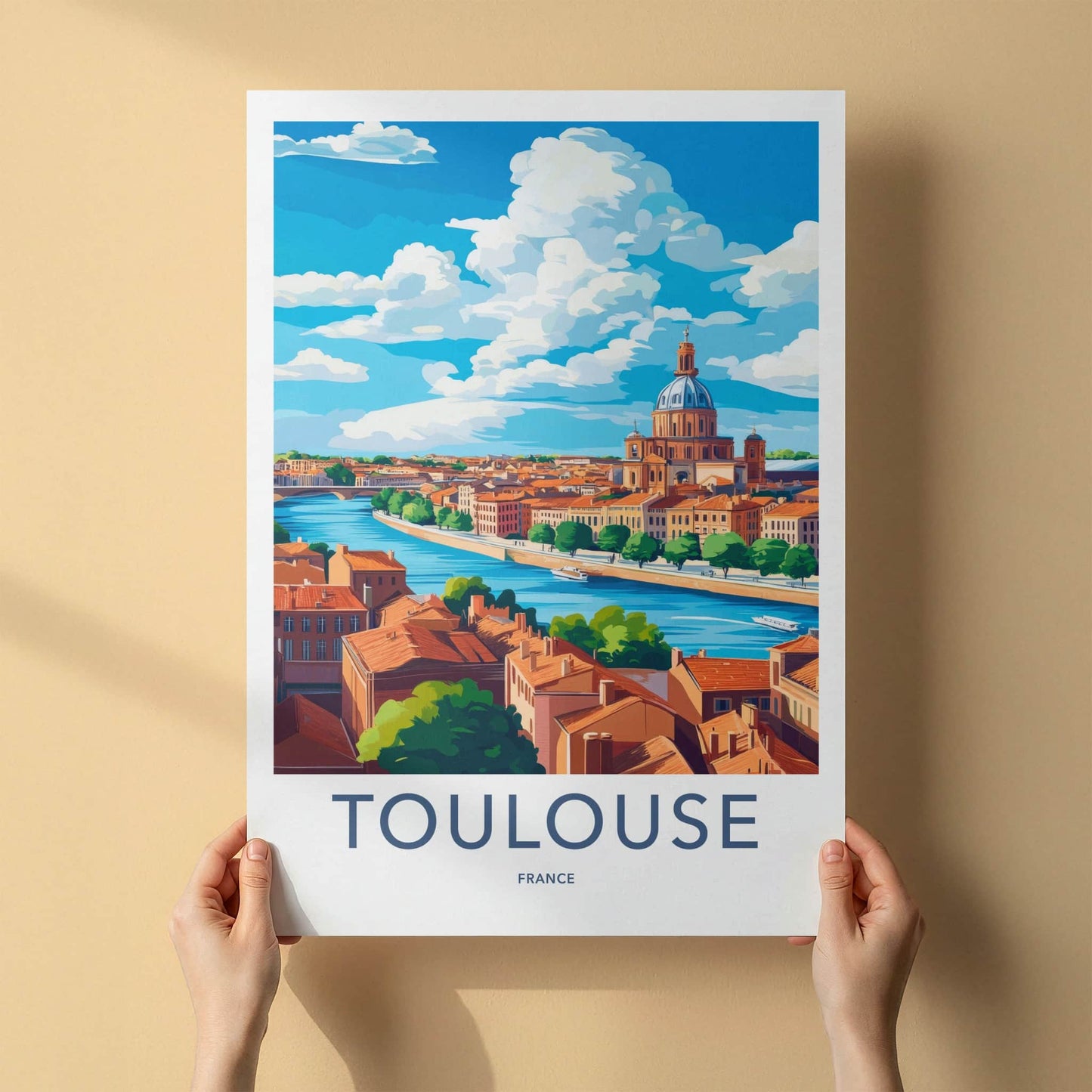 Toulouse Poster - France Travel Art - Historic River Dome Home Decor
