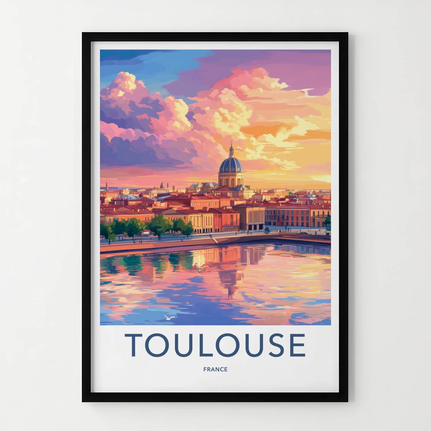 Toulouse Poster - France Travel Art - Vibrant City Reflection Home Decor