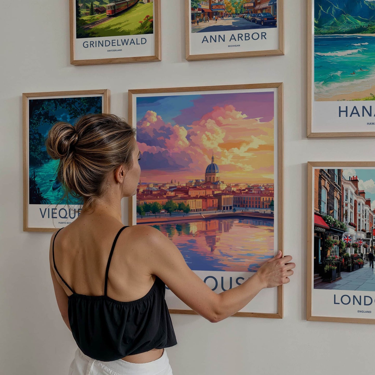 Toulouse Poster - France Travel Art - Vibrant City Reflection Home Decor
