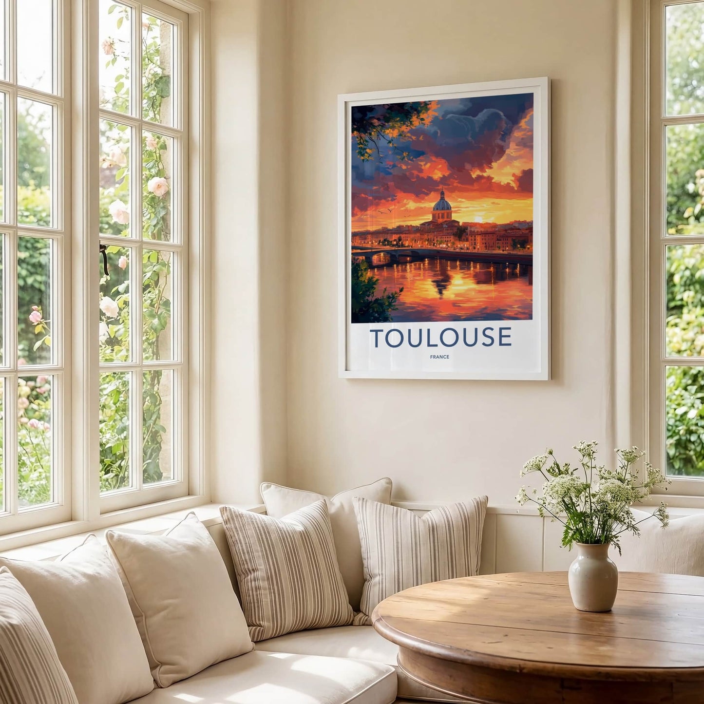 Toulouse Poster - France Travel Print - Fiery Sky City Framed Decor