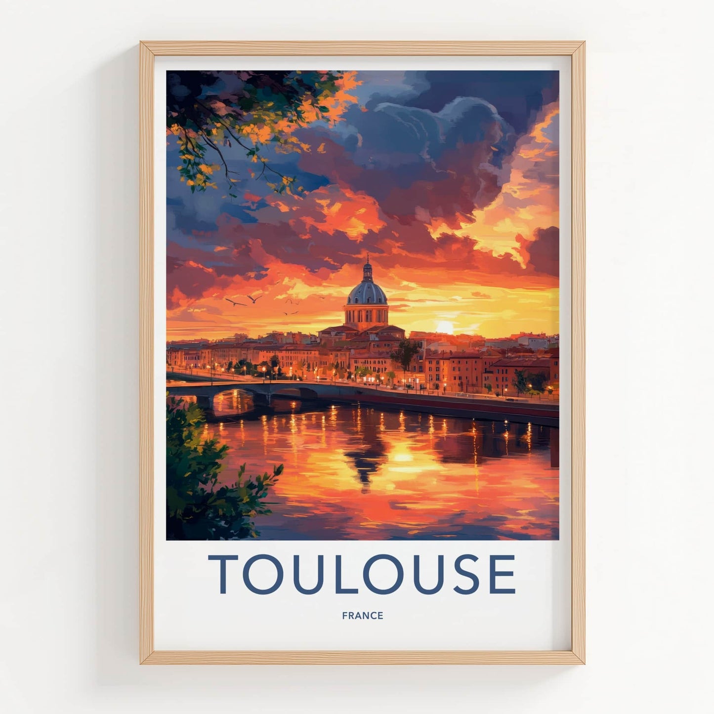 Toulouse Poster - France Travel Print - Fiery Sky City Framed Decor