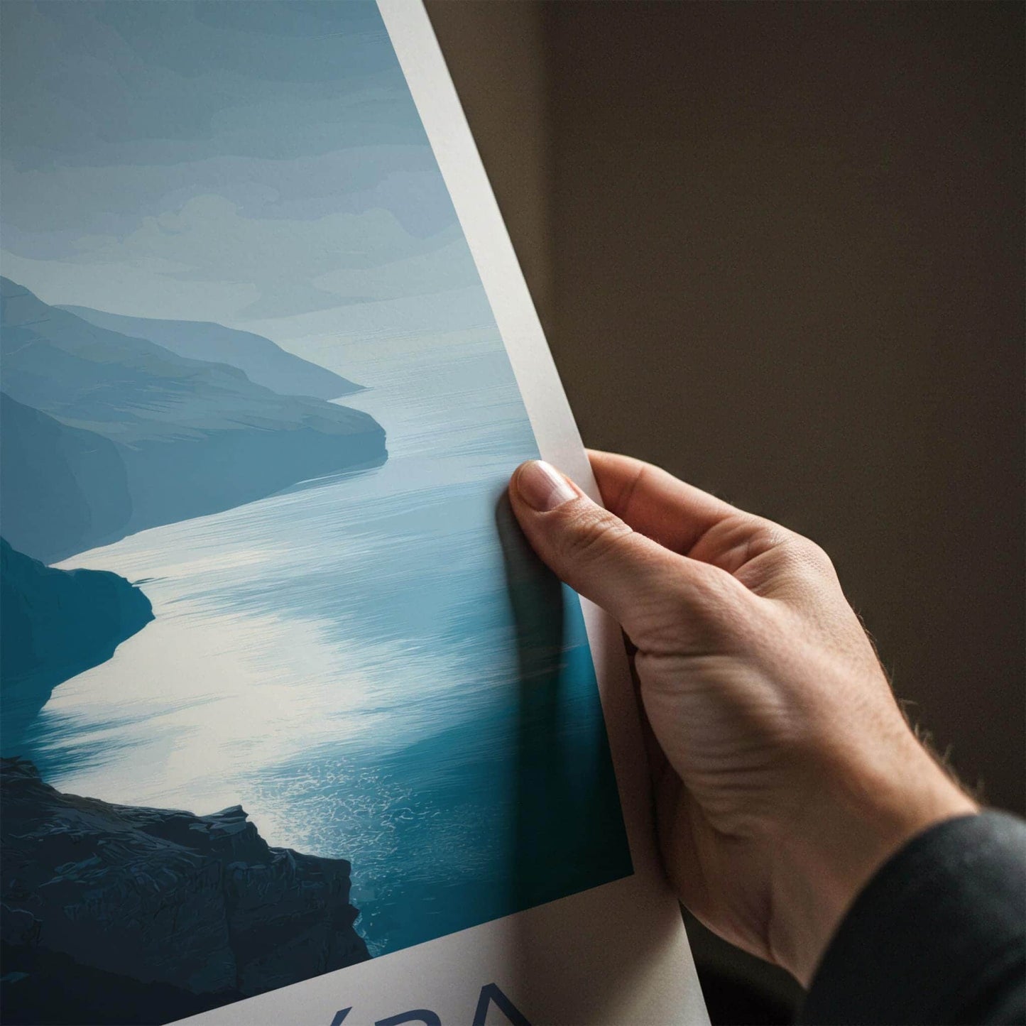 Traelanipa Poster - Faroe Islands Travel Art - Steep Sea Cliffs Wall Decor