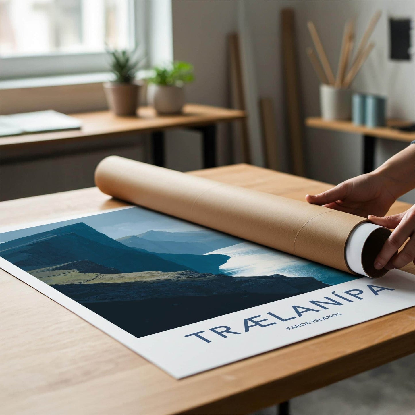 Traelanipa Poster - Faroe Islands Travel Art - Steep Sea Cliffs Wall Decor