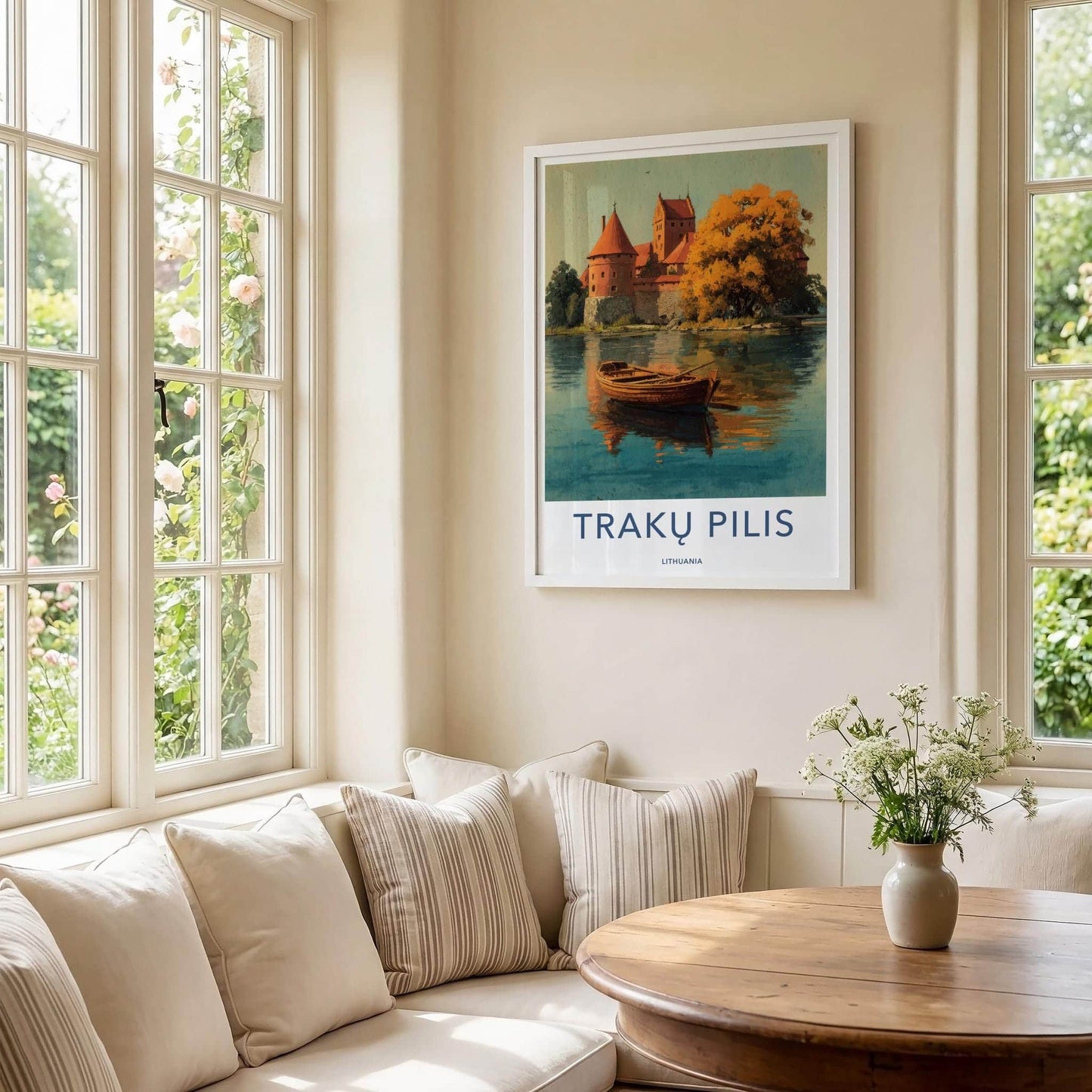 TRAKU PILIS Poster - Lithuania Travel Art - Autumn Castle Lake Home Decor