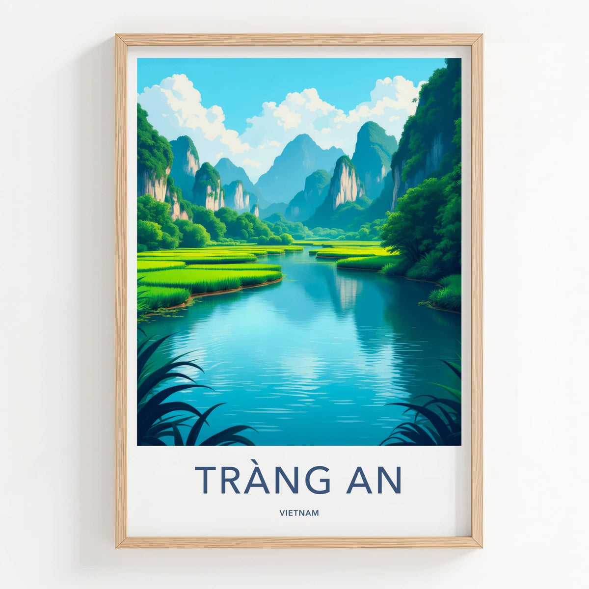 Trang An Poster - Vietnam Travel Art - Emerald Water Pathways Home Decor