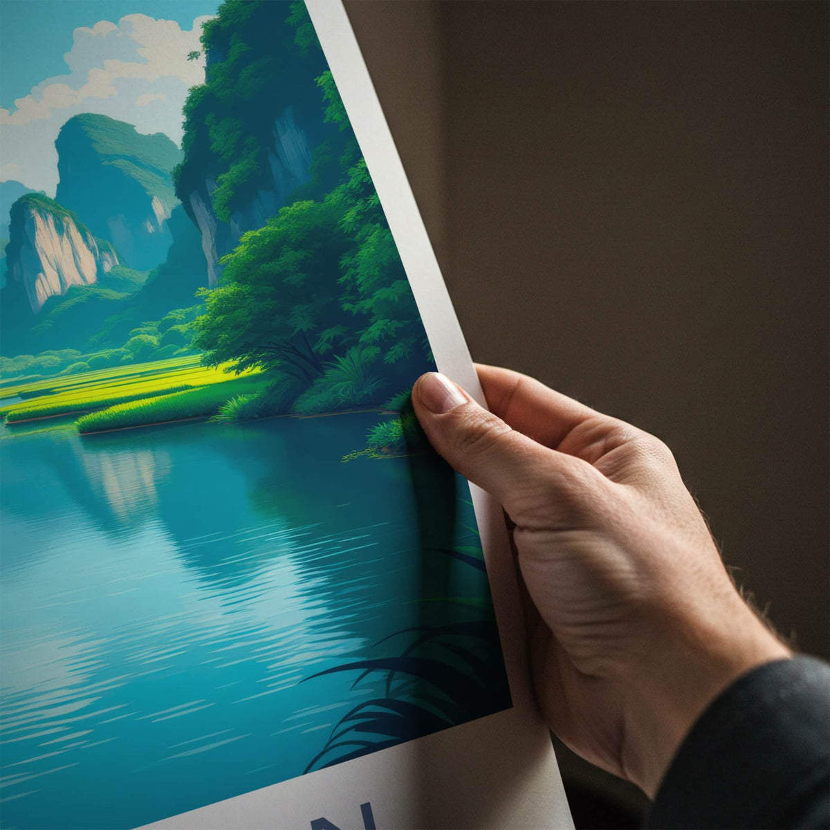 Trang An Poster - Vietnam Travel Art - Emerald Water Pathways Home Decor