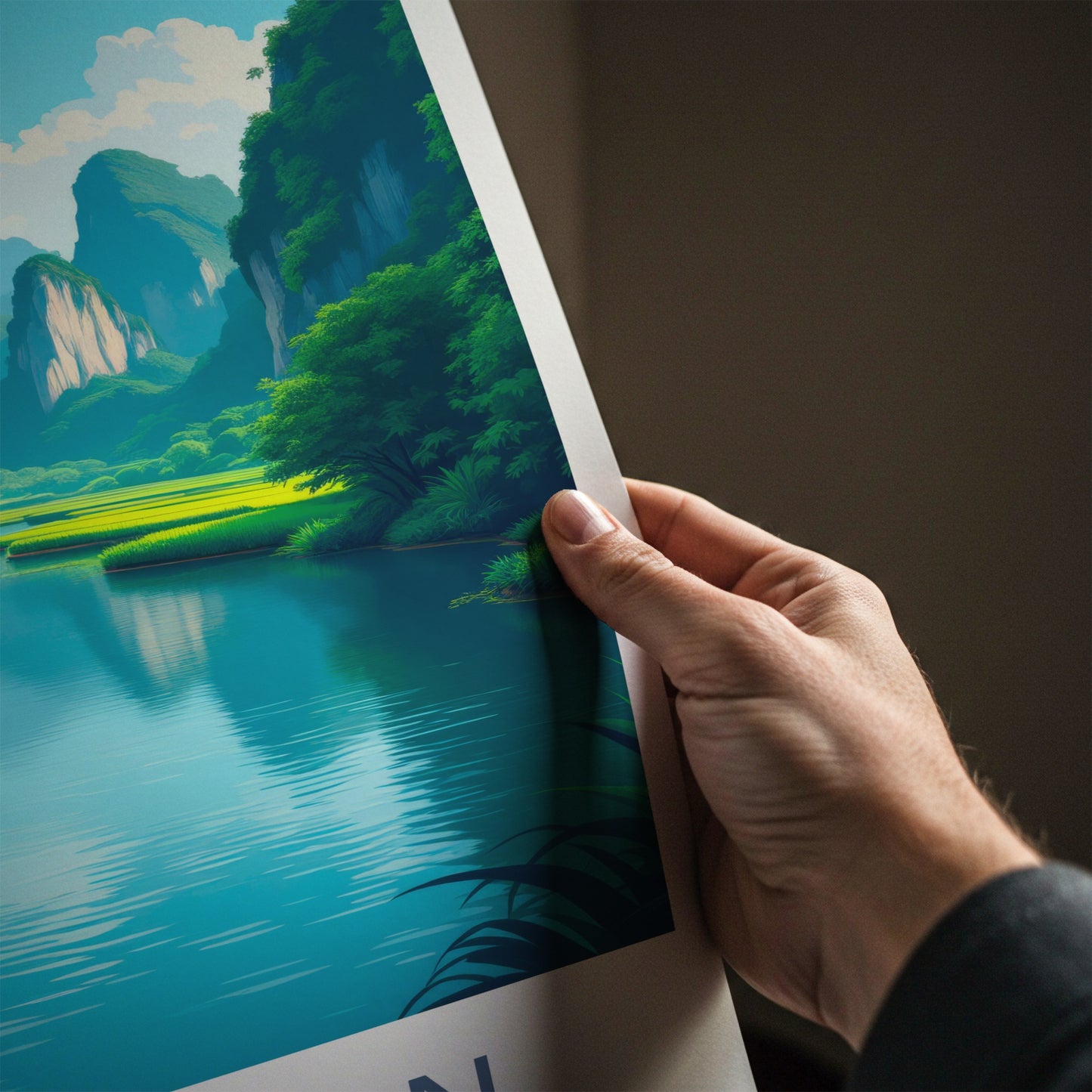 Trang An Poster - Vietnam Travel Art - Emerald Water Pathways Home Decor