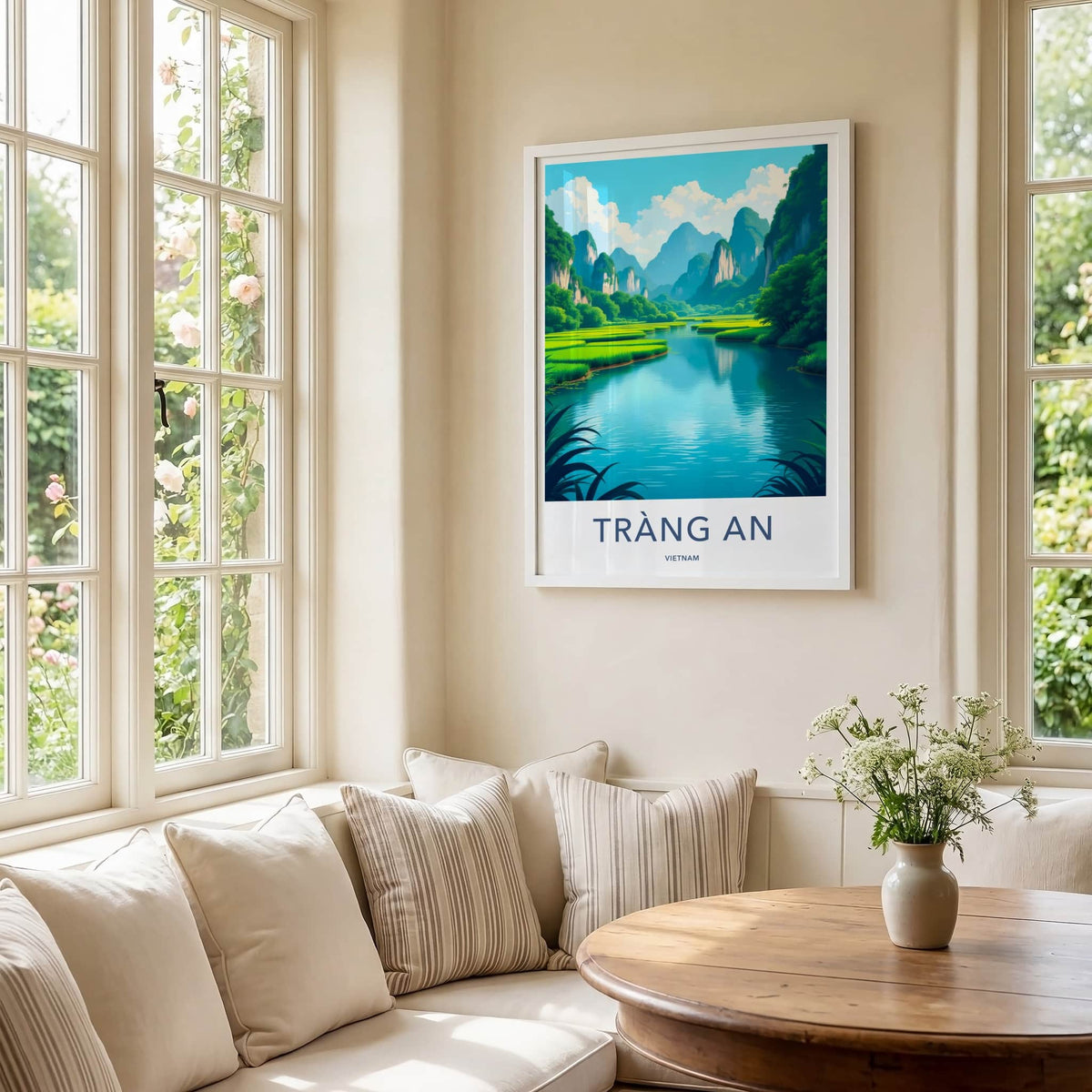 Trang An Poster - Vietnam Travel Art - Emerald Water Pathways Home Decor