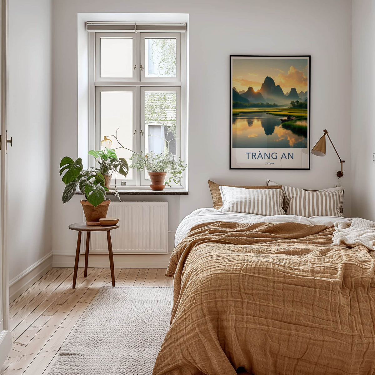 Trang An Poster - Vietnam Travel Art - Mountains River Sunset Home Decor