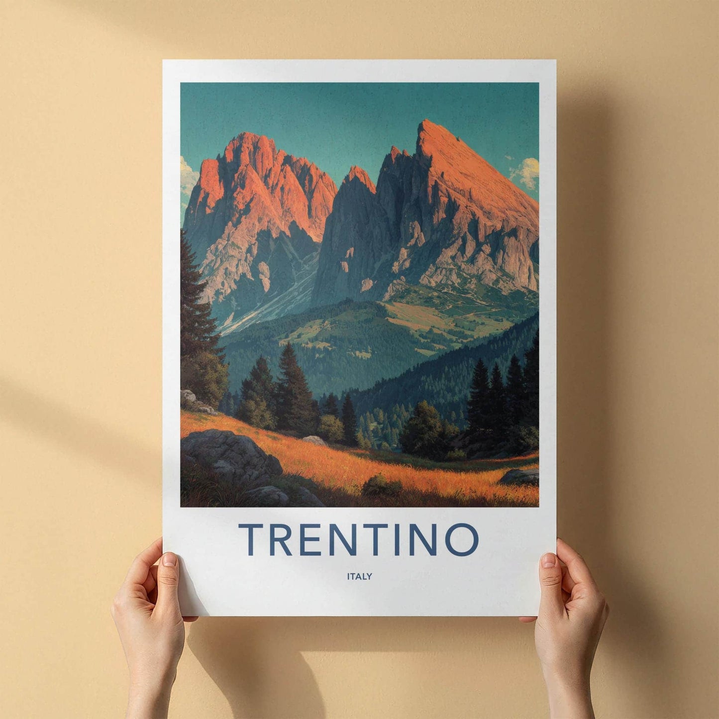 Trentino Poster - Italy Art Print - Dramatic Mountain Sunset Wall Decor