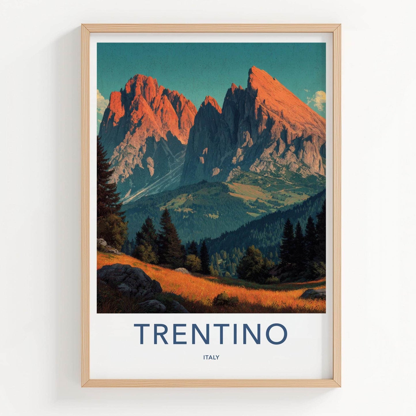 Trentino Poster - Italy Art Print - Dramatic Mountain Sunset Wall Decor