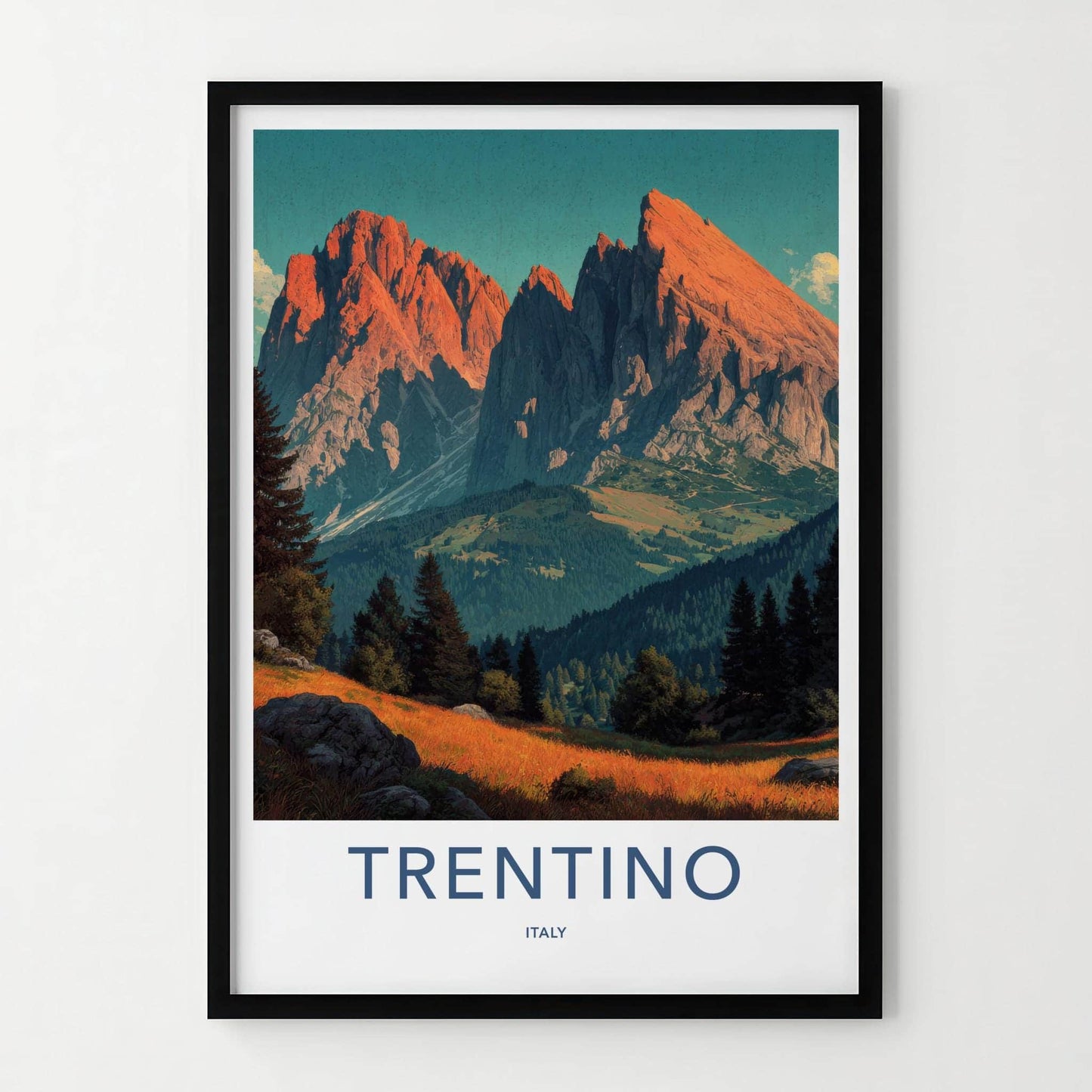 Trentino Poster - Italy Art Print - Dramatic Mountain Sunset Wall Decor