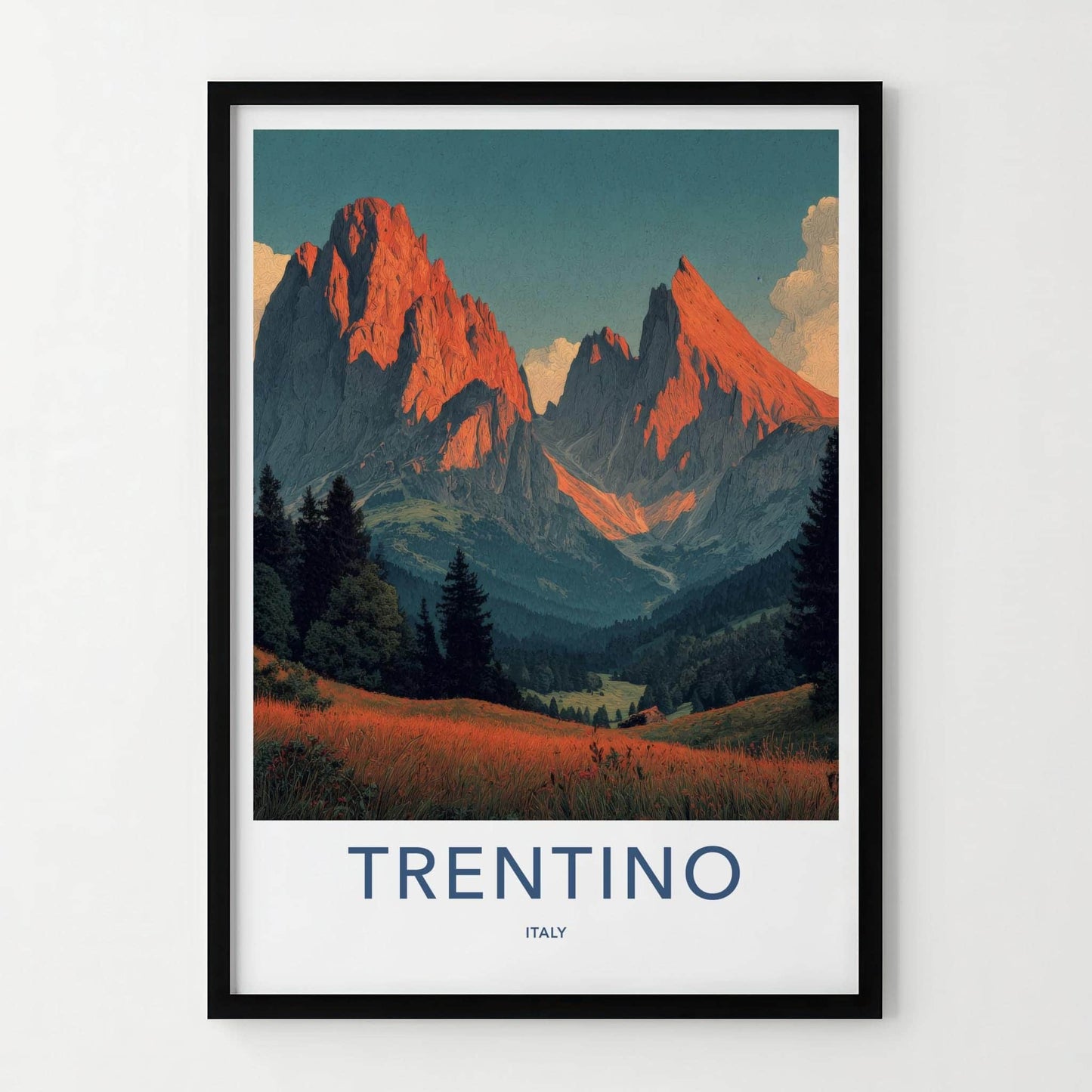 TRENTINO Poster - Italy Framed Print - Golden Mountain Peaks Lounge Decor