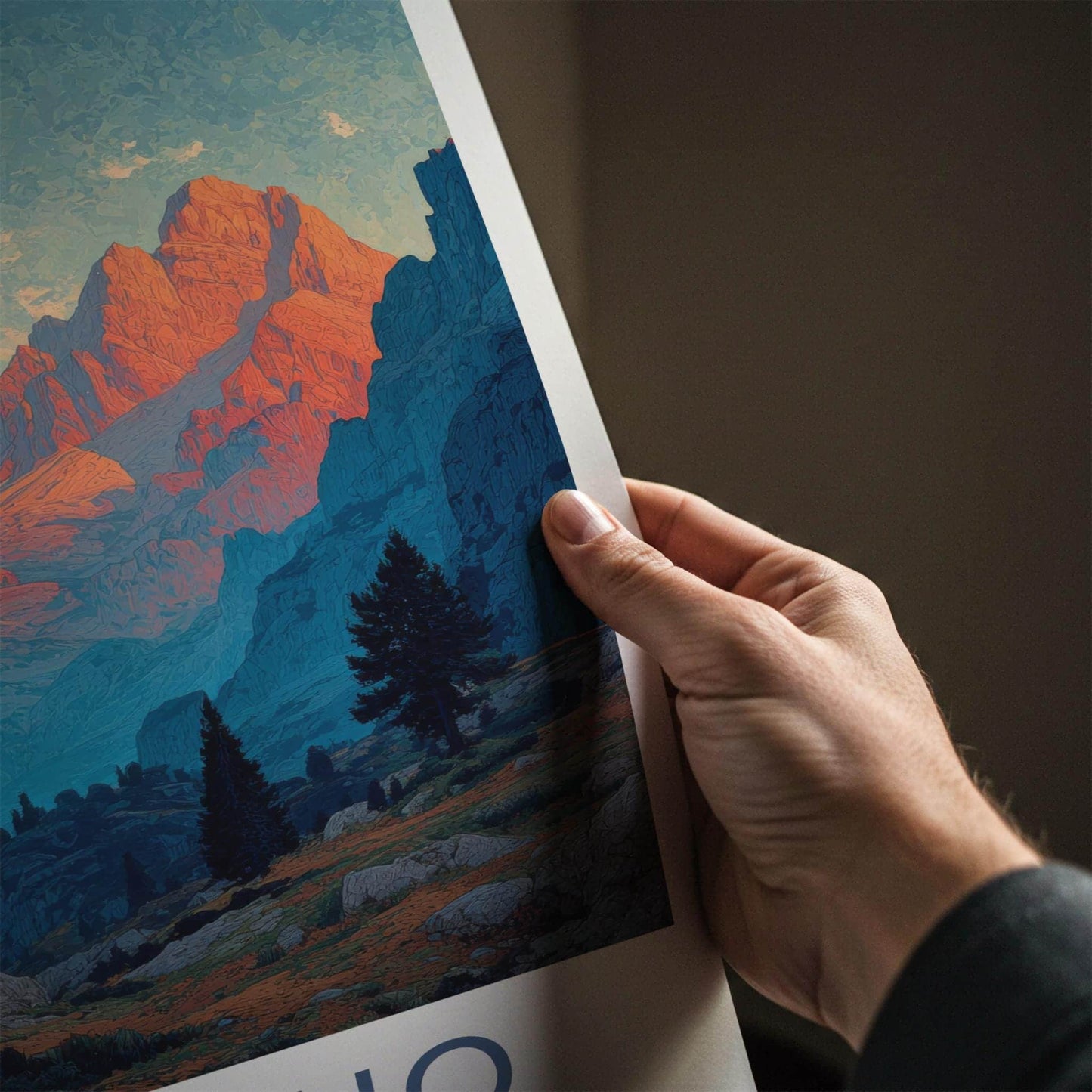 Trentino Poster - Italy Travel Art - Alpenglow Mountain Peaks Wall Decor