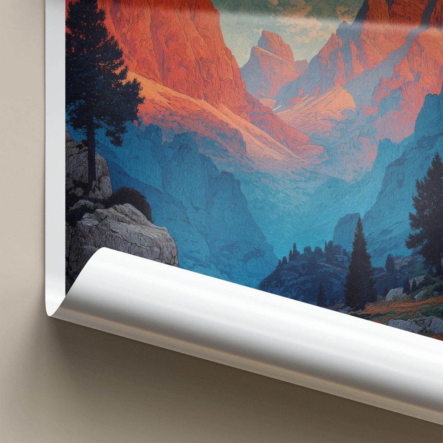 Trentino Poster - Italy Travel Art - Alpenglow Mountain Peaks Wall Decor