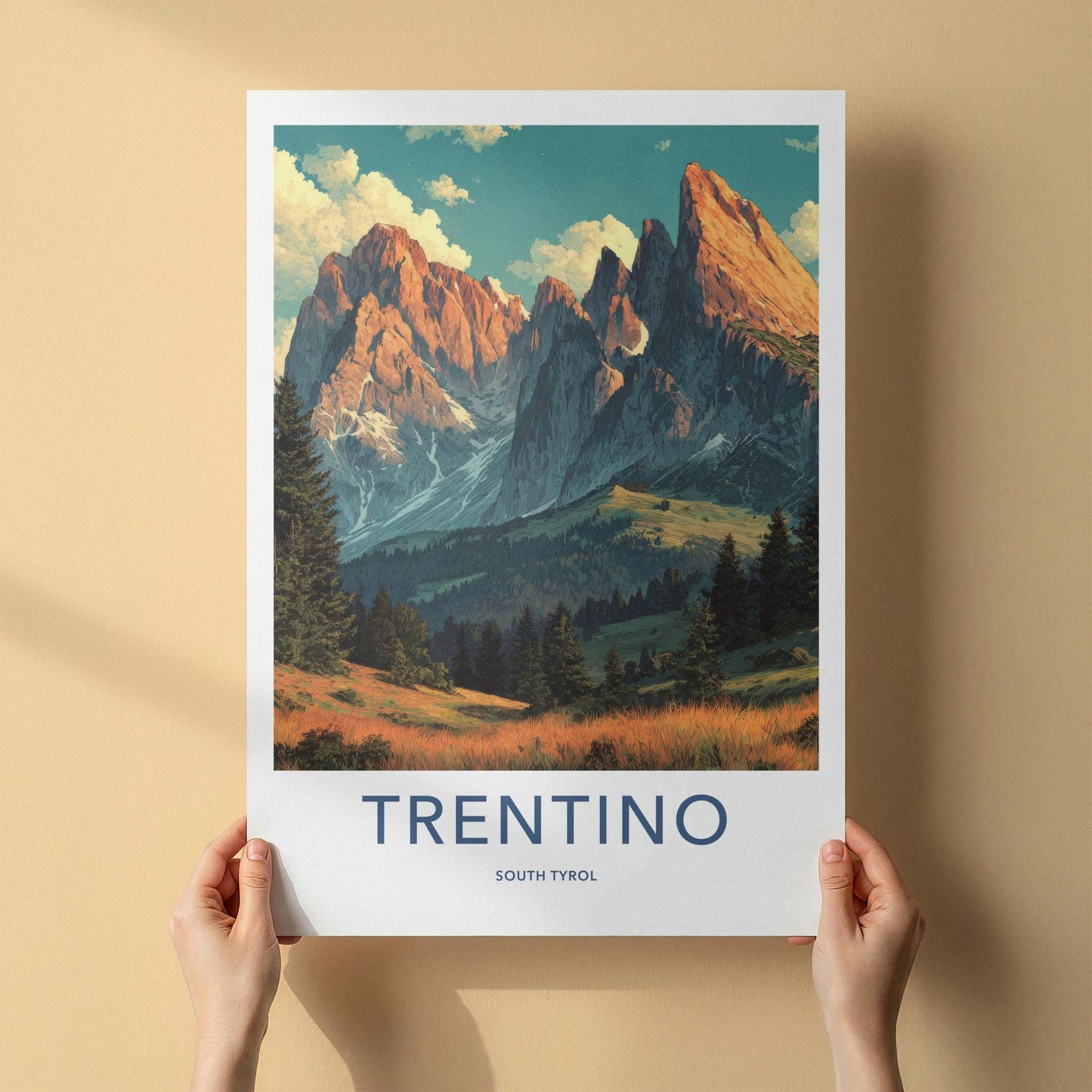 TRENTINO Poster - Italy Travel Art - Dolomites Alpine Landscape Home Decor