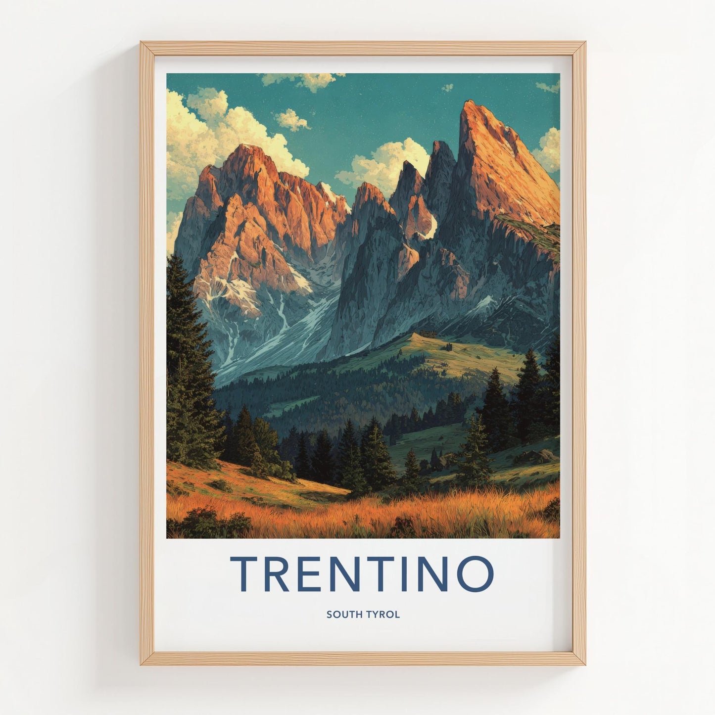TRENTINO Poster - Italy Travel Art - Dolomites Alpine Landscape Home Decor