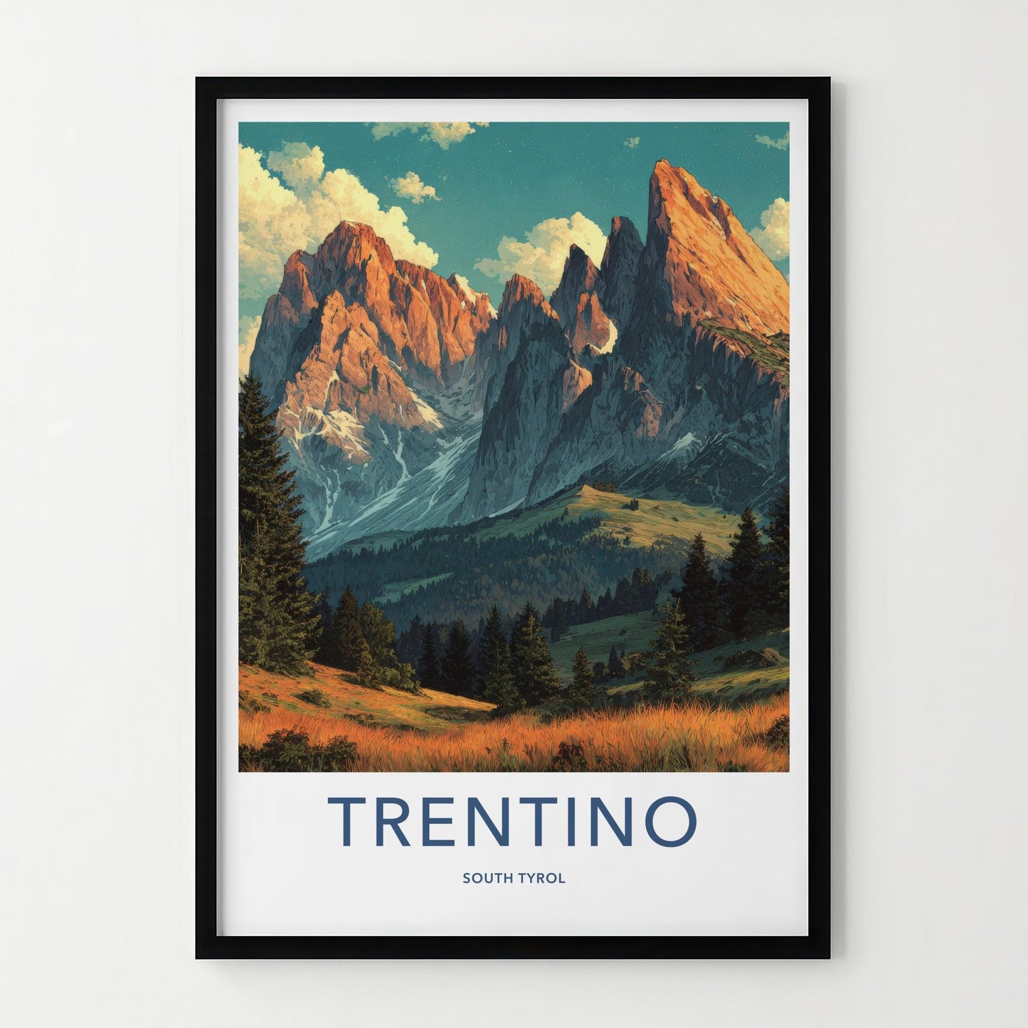 TRENTINO Poster - Italy Travel Art - Dolomites Alpine Landscape Home Decor