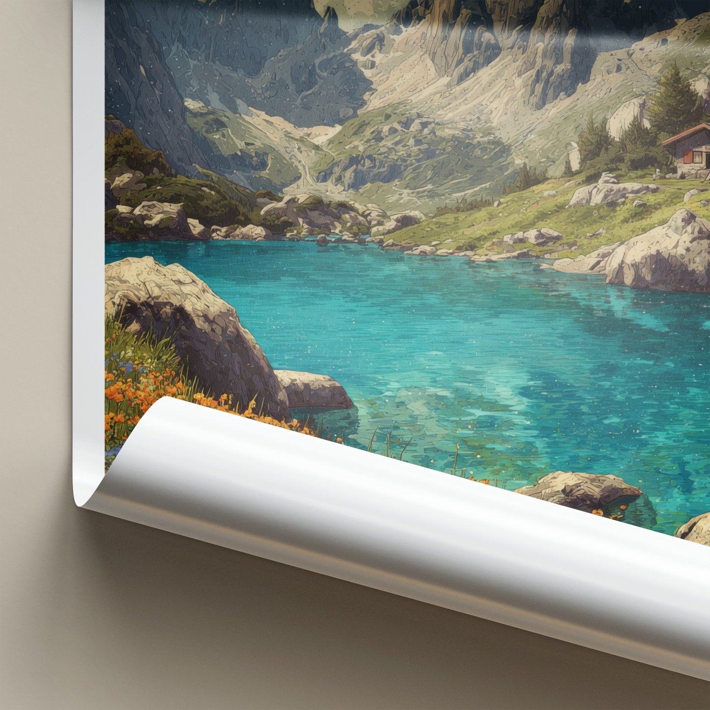 Trentino Poster - Italy Travel Art - Mountain Lakeside Cabin Wall Decor