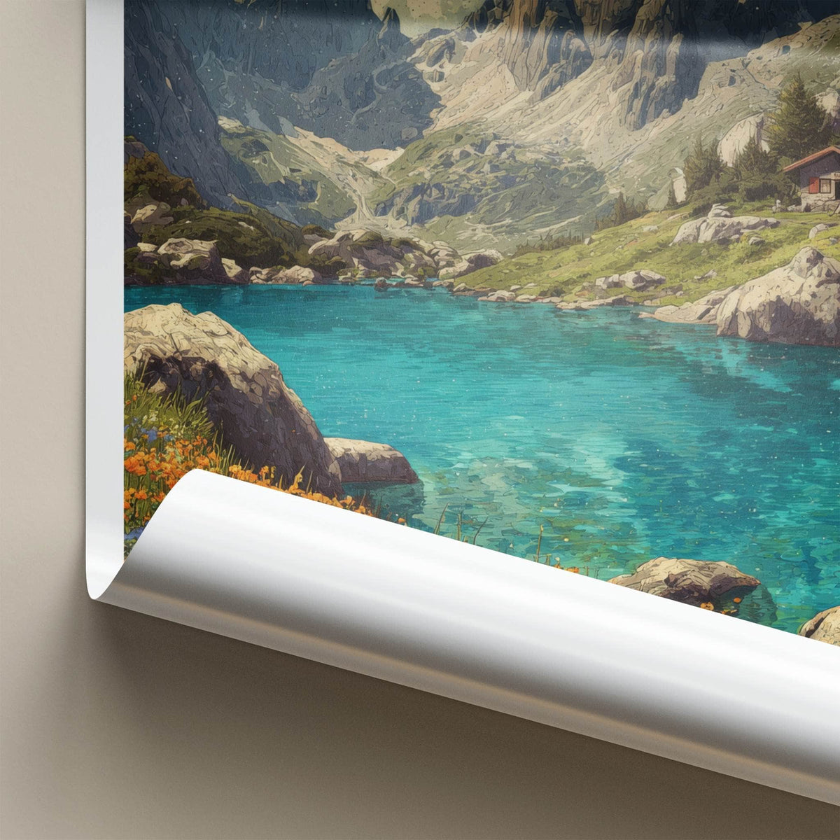Trentino Poster - Italy Travel Art - Mountain Lakeside Cabin Wall Decor