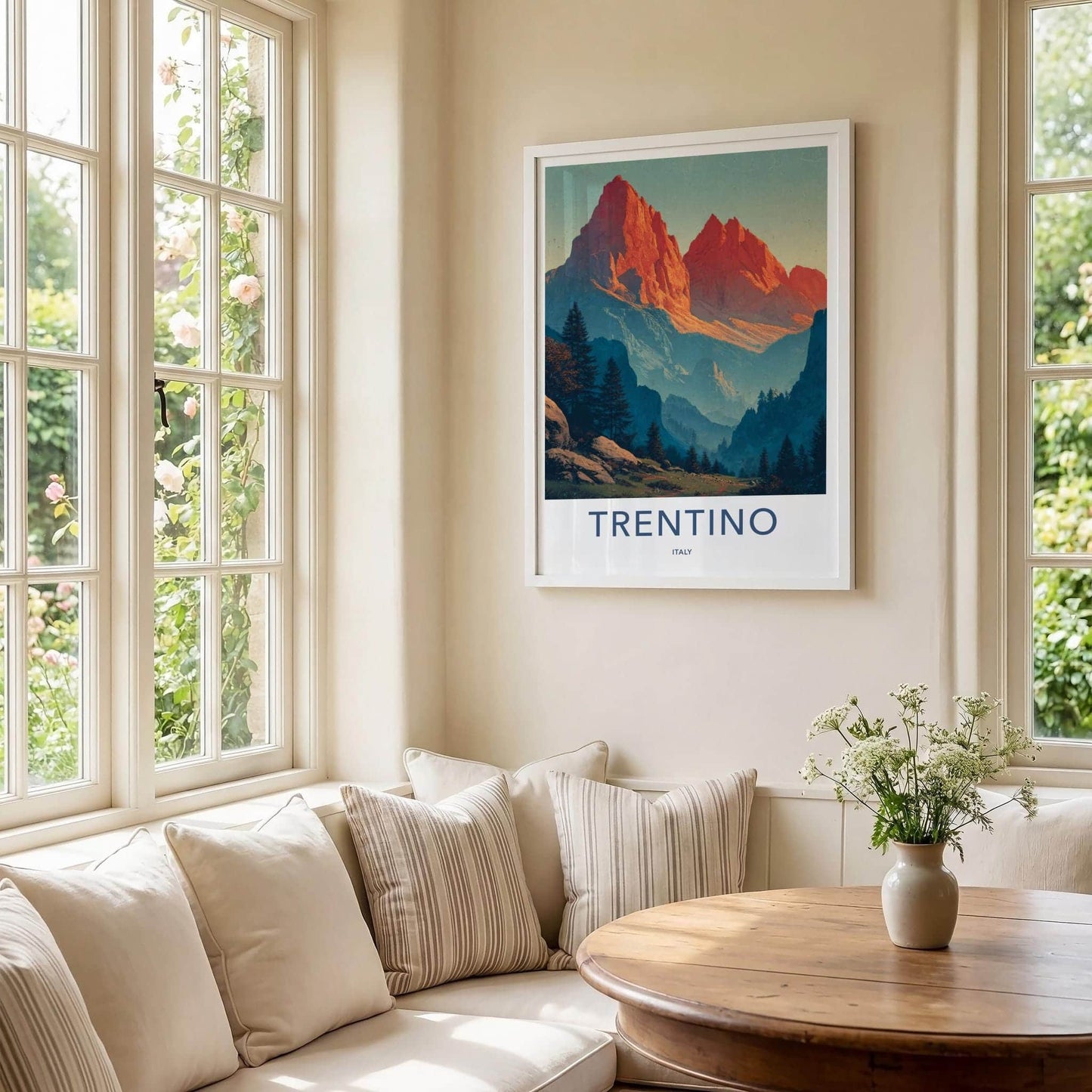 Trentino Poster - Italy Travel Art - Red Dolomite Mountains Home Decor