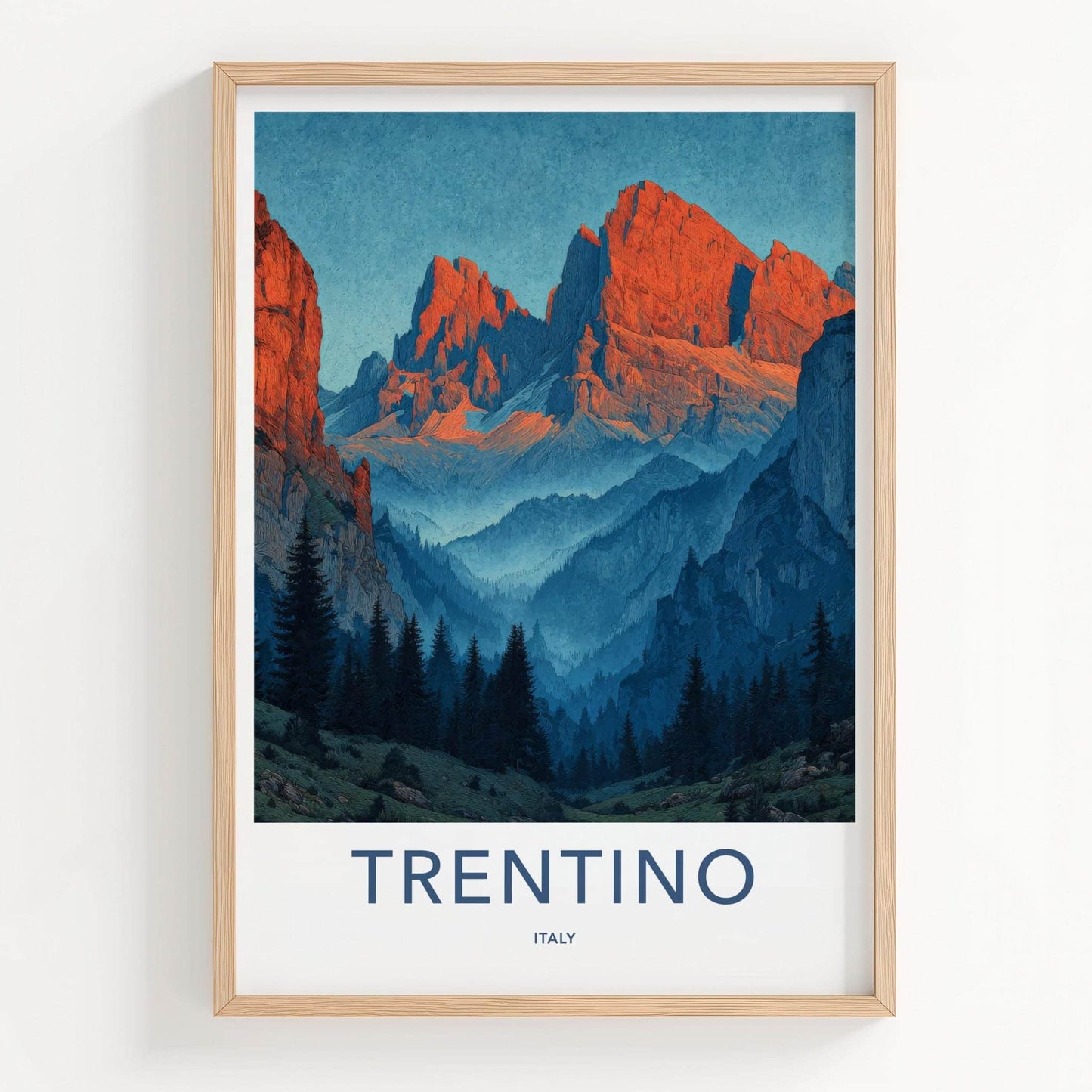 Trentino Poster - Italy Travel Art - Vibrant Alpine Peaks Home Decor