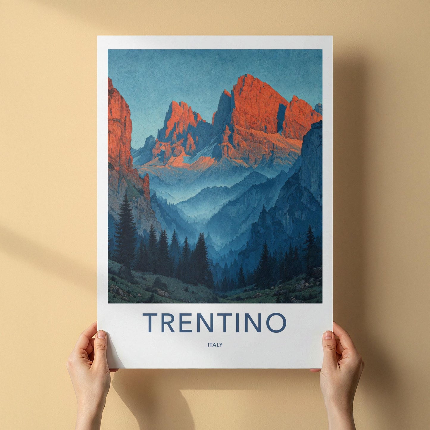 Trentino Poster - Italy Travel Art - Vibrant Alpine Peaks Home Decor