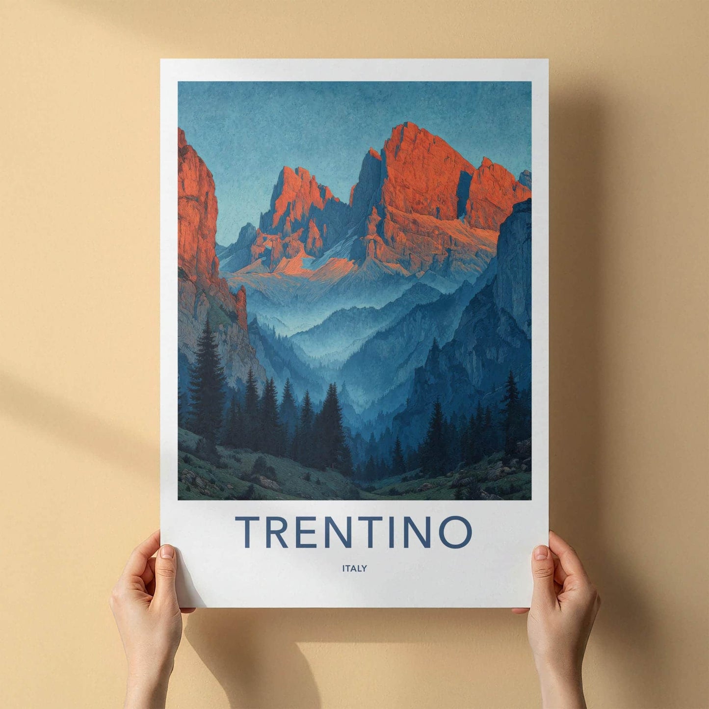 Trentino Poster - Italy Travel Art - Vibrant Alpine Peaks Home Decor