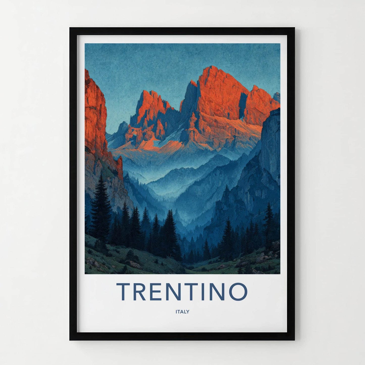 Trentino Poster - Italy Travel Art - Vibrant Alpine Peaks Home Decor