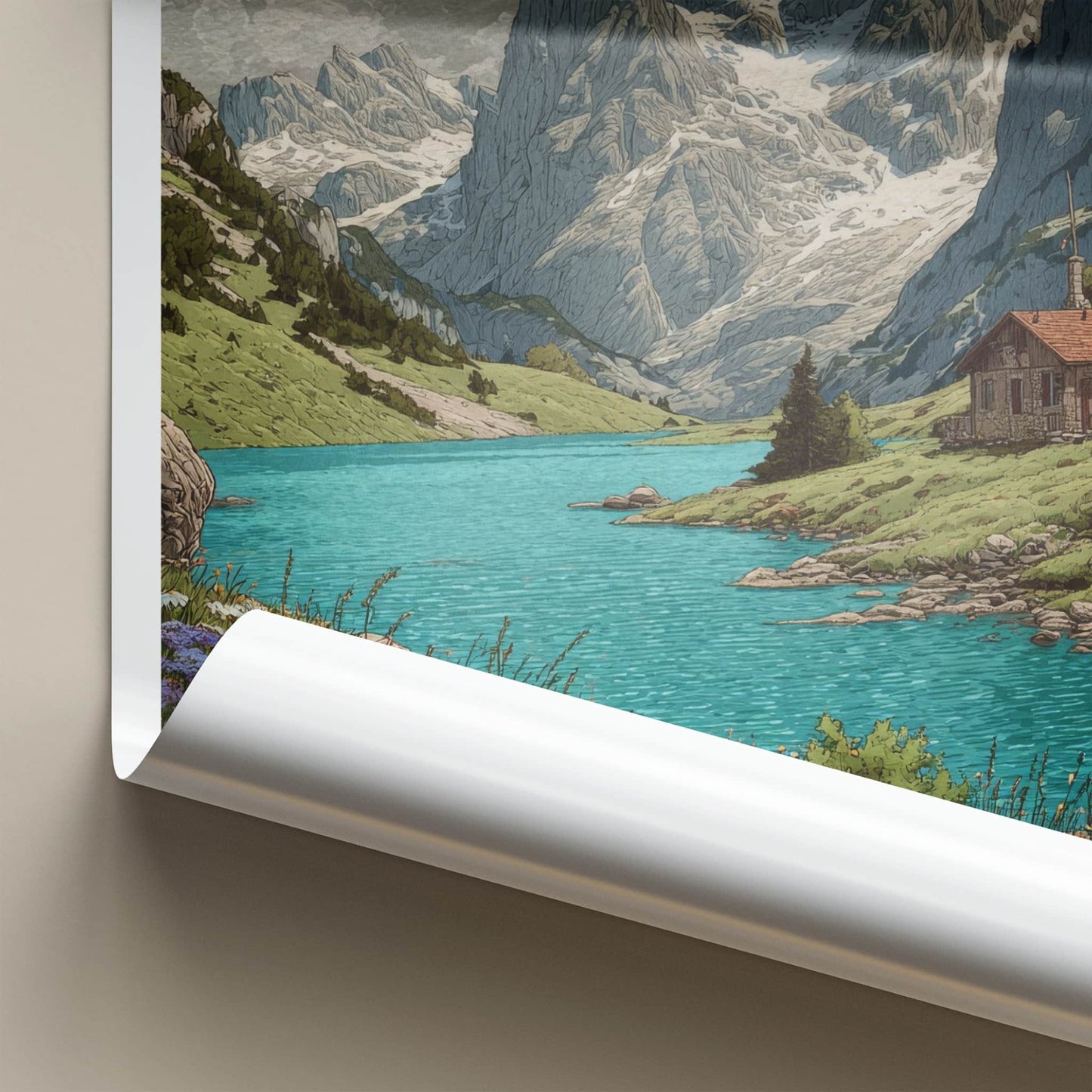 Trentino Poster - Italy Travel Print - Mountain Lake Cabin Wall Decor
