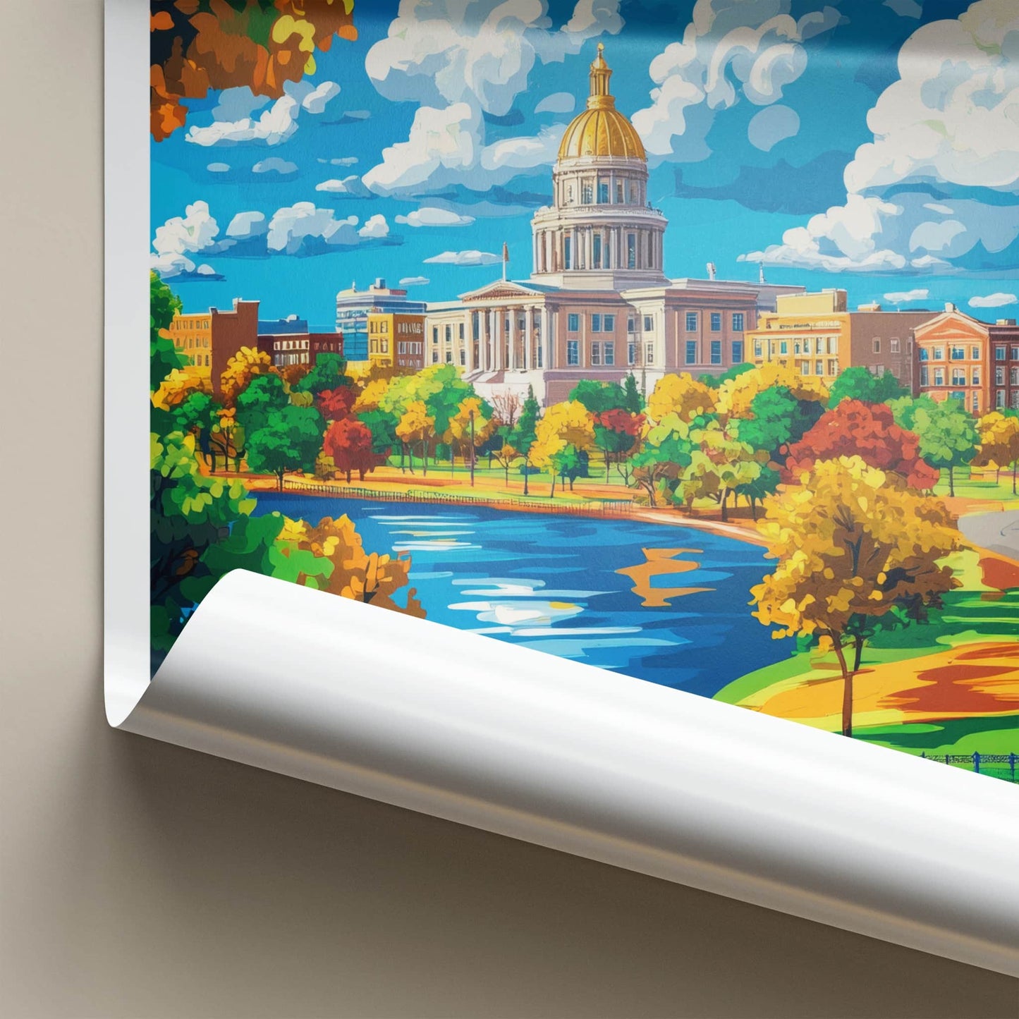 Trenton Poster - New Jersey Art Print - Riverfront Capitol Fall Home Decor