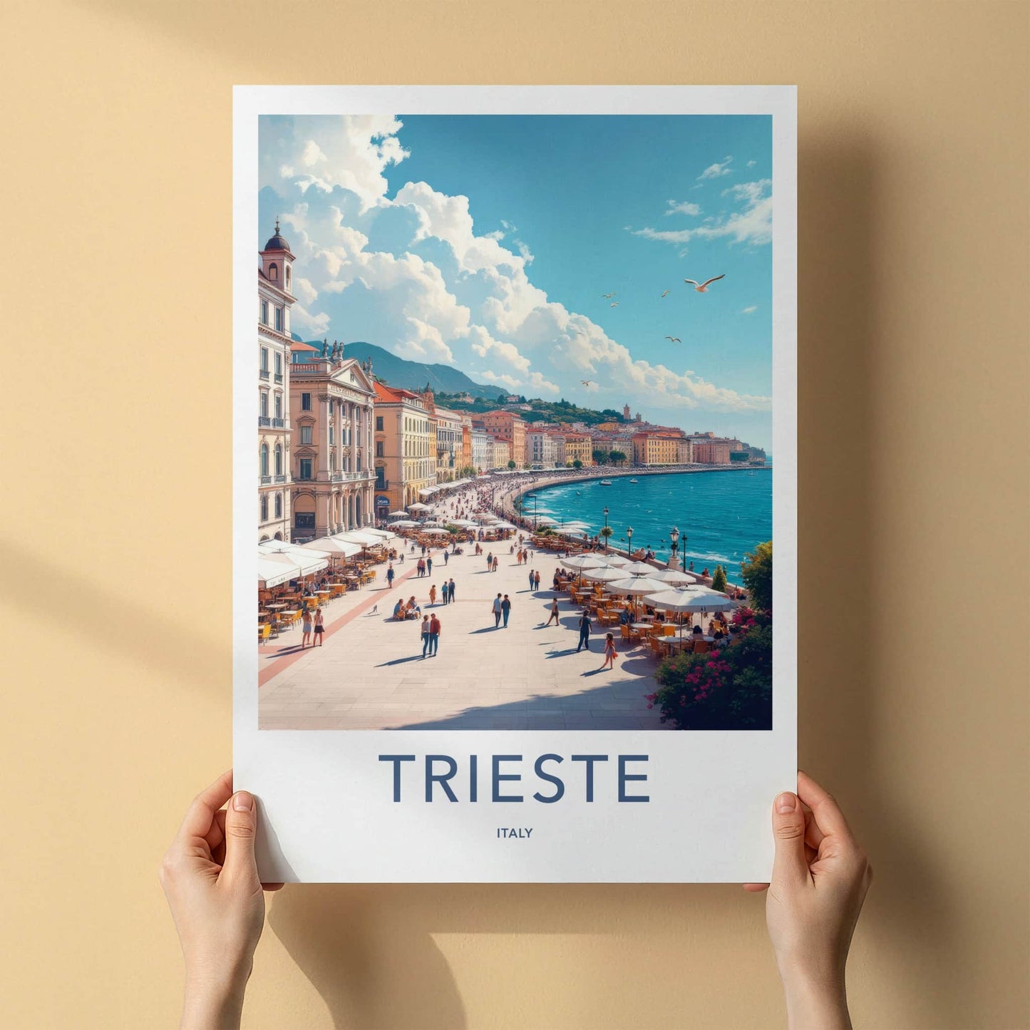 Trieste Poster - Italy Travel Print - Busy Waterfront Scene Home Decor