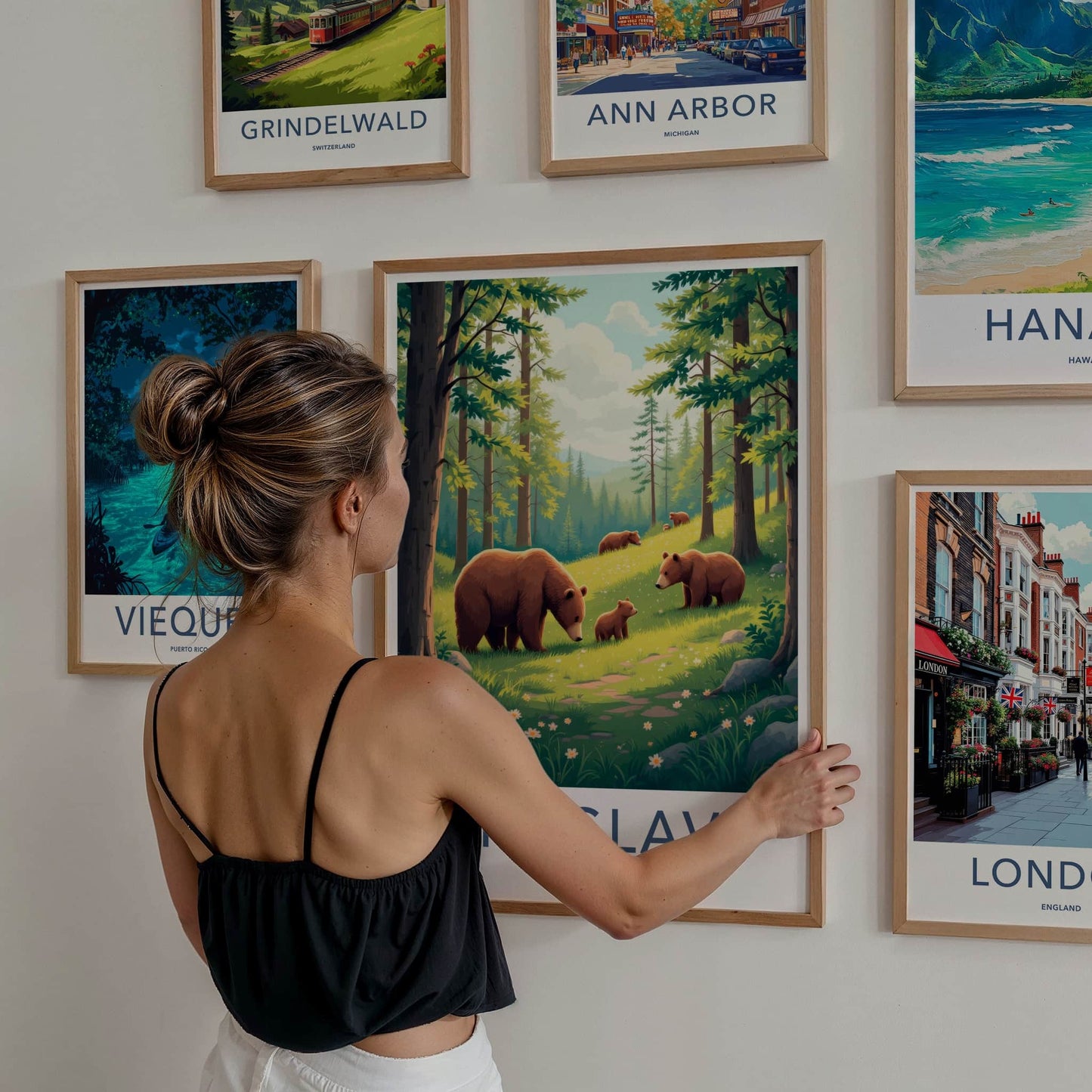 Triglav National Park Poster - Slovenia Travel Art - Bear Family Woods Home Decor