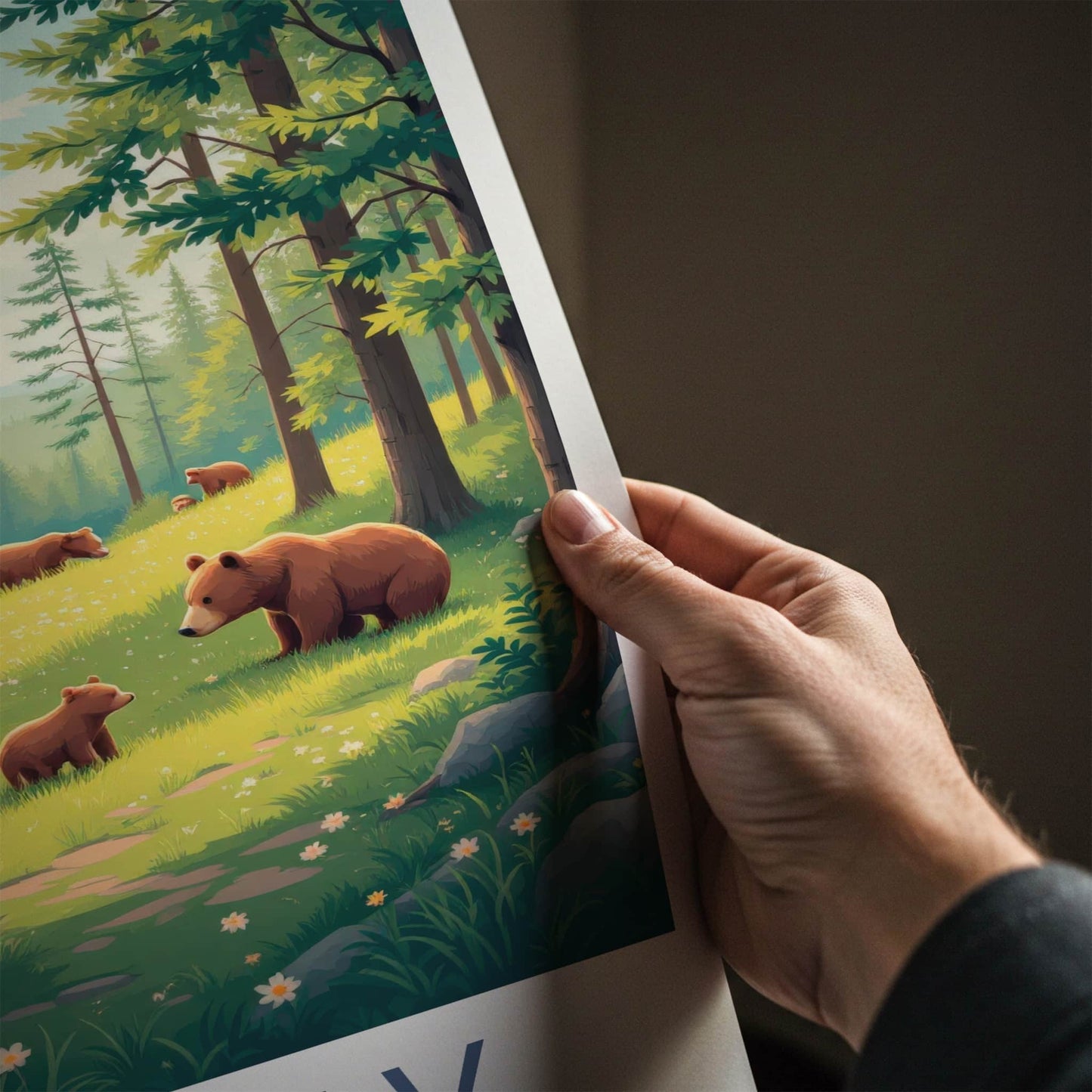 Triglav National Park Poster - Slovenia Travel Art - Bear Family Woods Home Decor