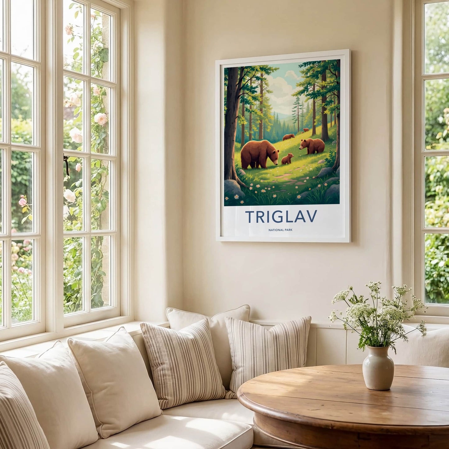 Triglav National Park Poster - Slovenia Travel Art - Bear Family Woods Home Decor